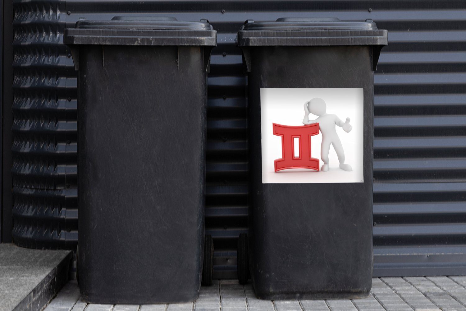 St), Illustration Eine Wandsticker eines Container, Mülltonne, Sticker, (1 Zwilling Sternzeichen dem Abfalbehälter mit Mülleimer-aufkleber, MuchoWow Mannes