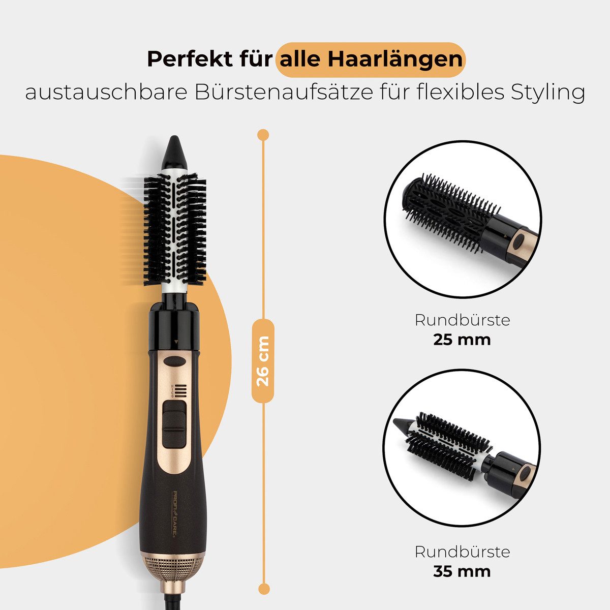 ProfiCare Lockendreher PC-HAS 3011, 800W, 2 Aufsätze, 2 Temperaturstufen