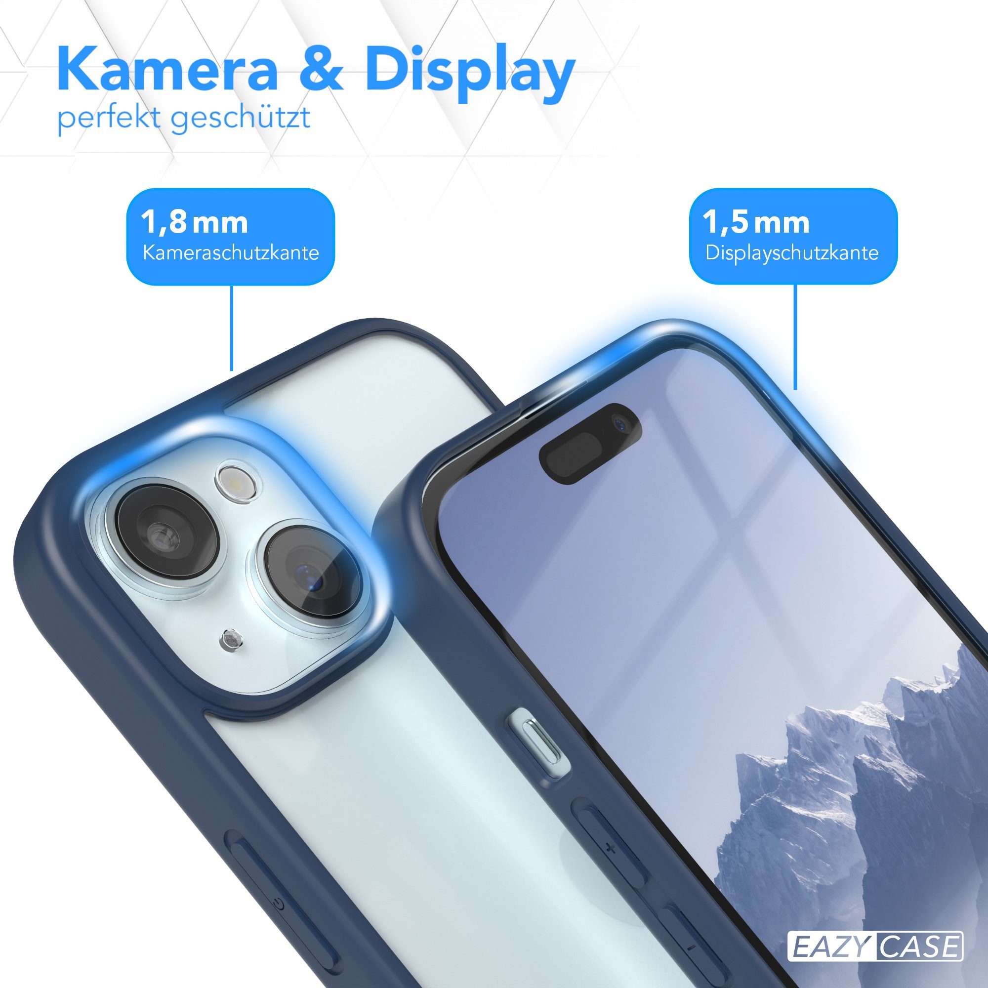 EAZY CASE Handyhülle Bumper Case für Apple iPhone 15 6,1 Zoll, Handyhülle Dünn mit Kameraschutz Hybrid Handyhülle Rand Nacht Blau – Bild 3 von 5
