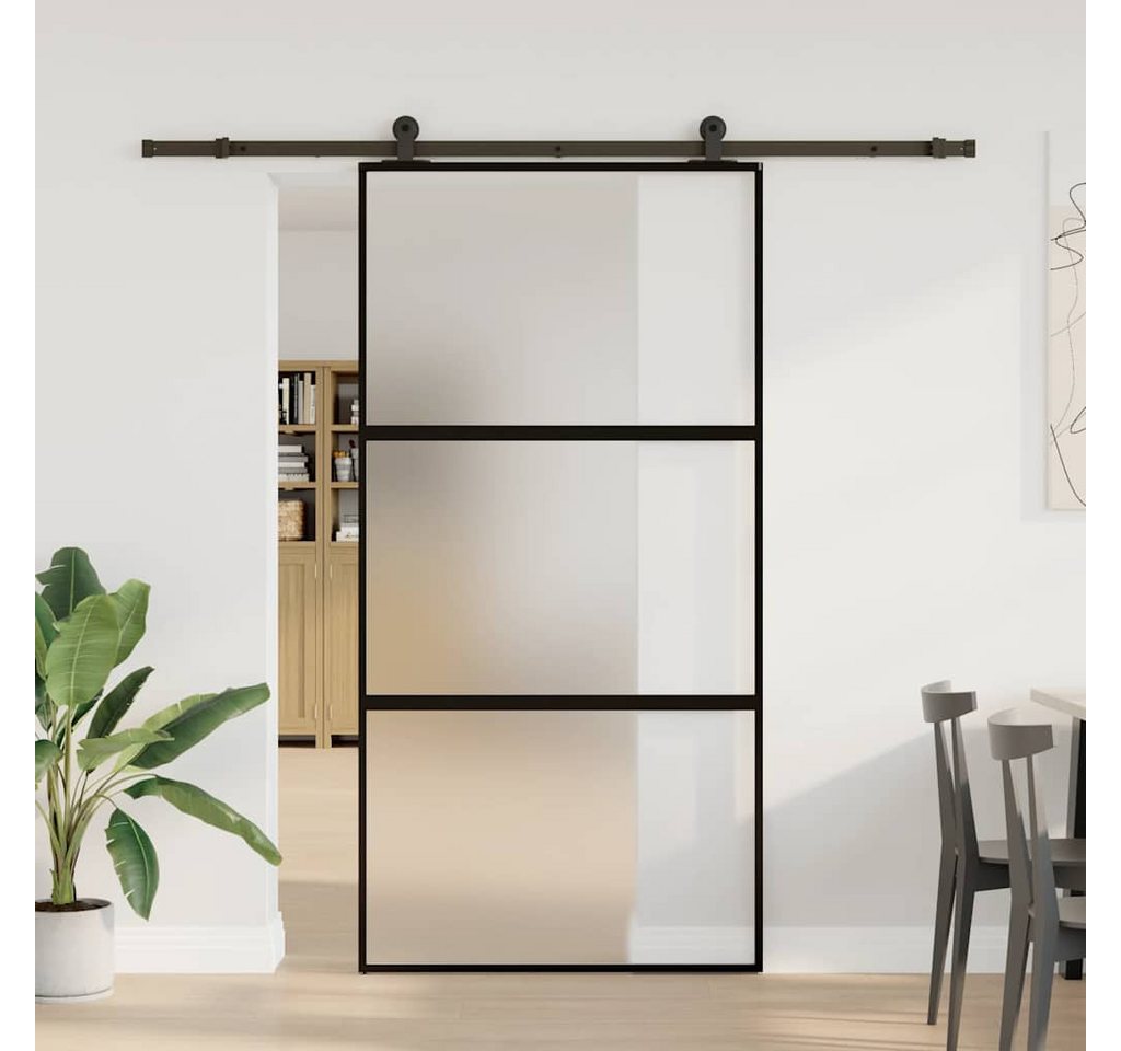 Thumbnail - vidaXL Zimmertür Schiebetür mit Beschlag 102,5x205 cm Hartglas Aluminium