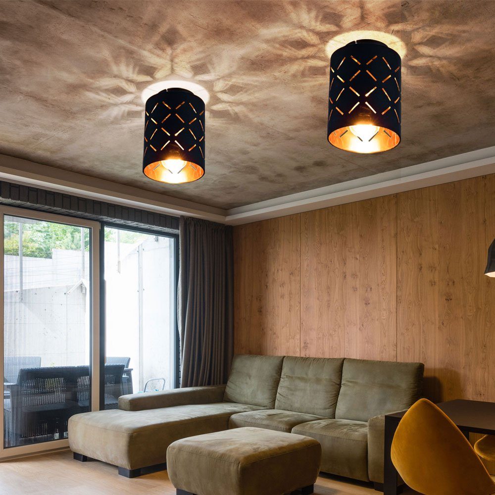Deckenleuchte gold Leuchtmittel Wohnzimmerlampe inklusive, mit Deckenleuchte, schwarz Stoff nicht Deckenlampe etc-shop