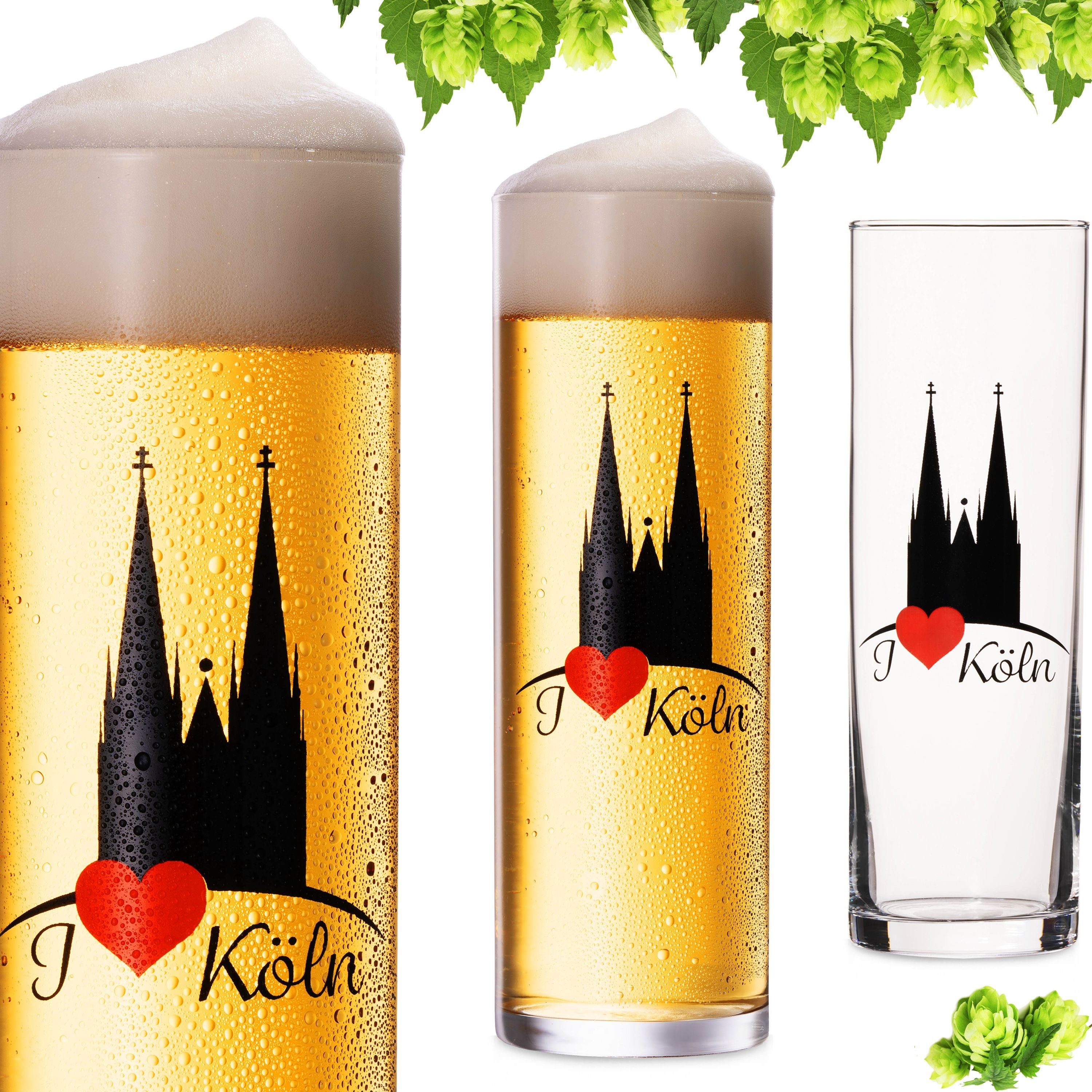 IMPERIAL glass Bierglas Kölschgläser mit Kölner Dom Motiv 200ml (max. 240ml), Glas, Set 3-Teilig Kölschstangen aus Glas Biergläser Kölngläser