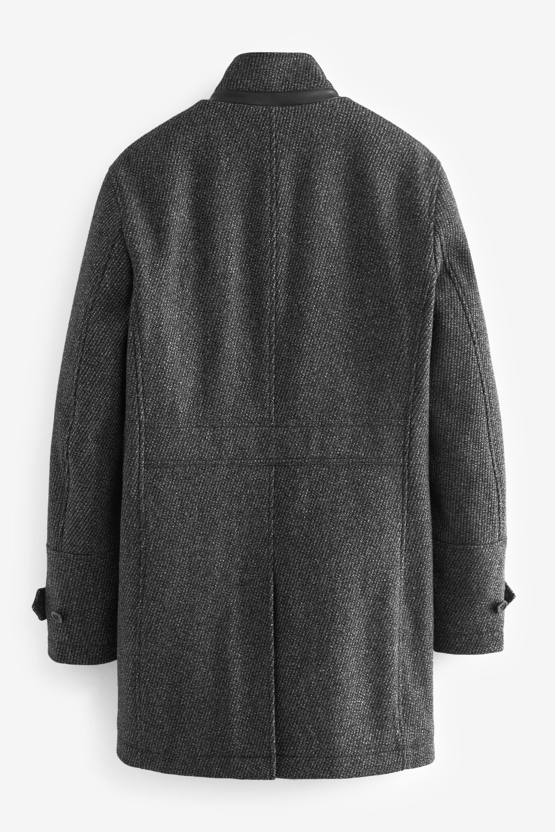 Next Wollmantel Mantel aus Grey vier Taschen Wollgemisch Stehkragen (1-tlg) mit Charcoal