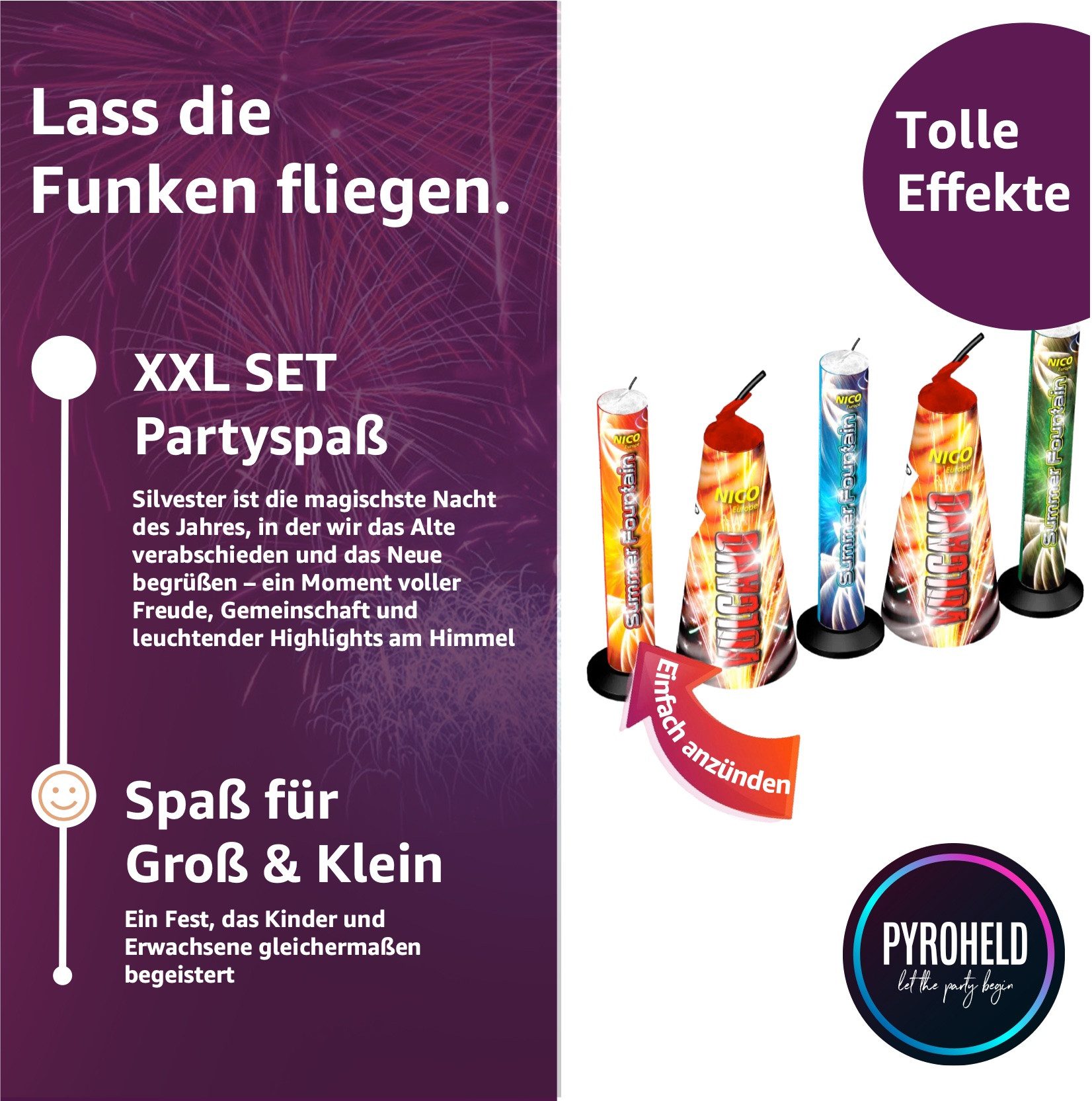 PYROHELD Geburtstagskerze Summer Fountains 5er-Set Feuerwerk günstig online kaufen