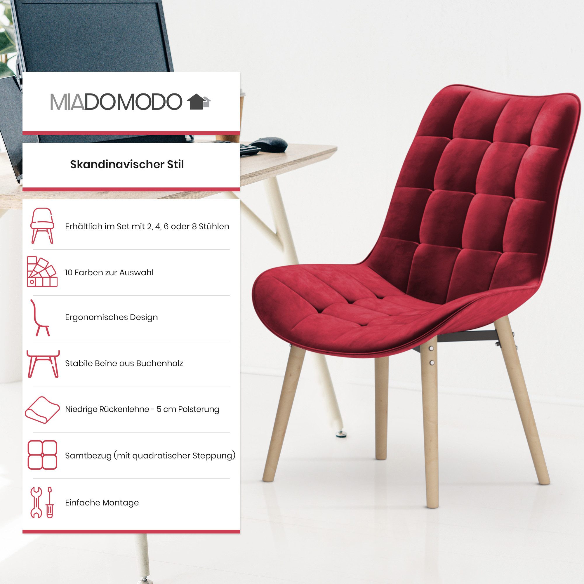 MIADOMODO Esszimmerstuhl Esszimmerstühle Wohnzimmerstühle Küchenstuhl Samt günstig online kaufen