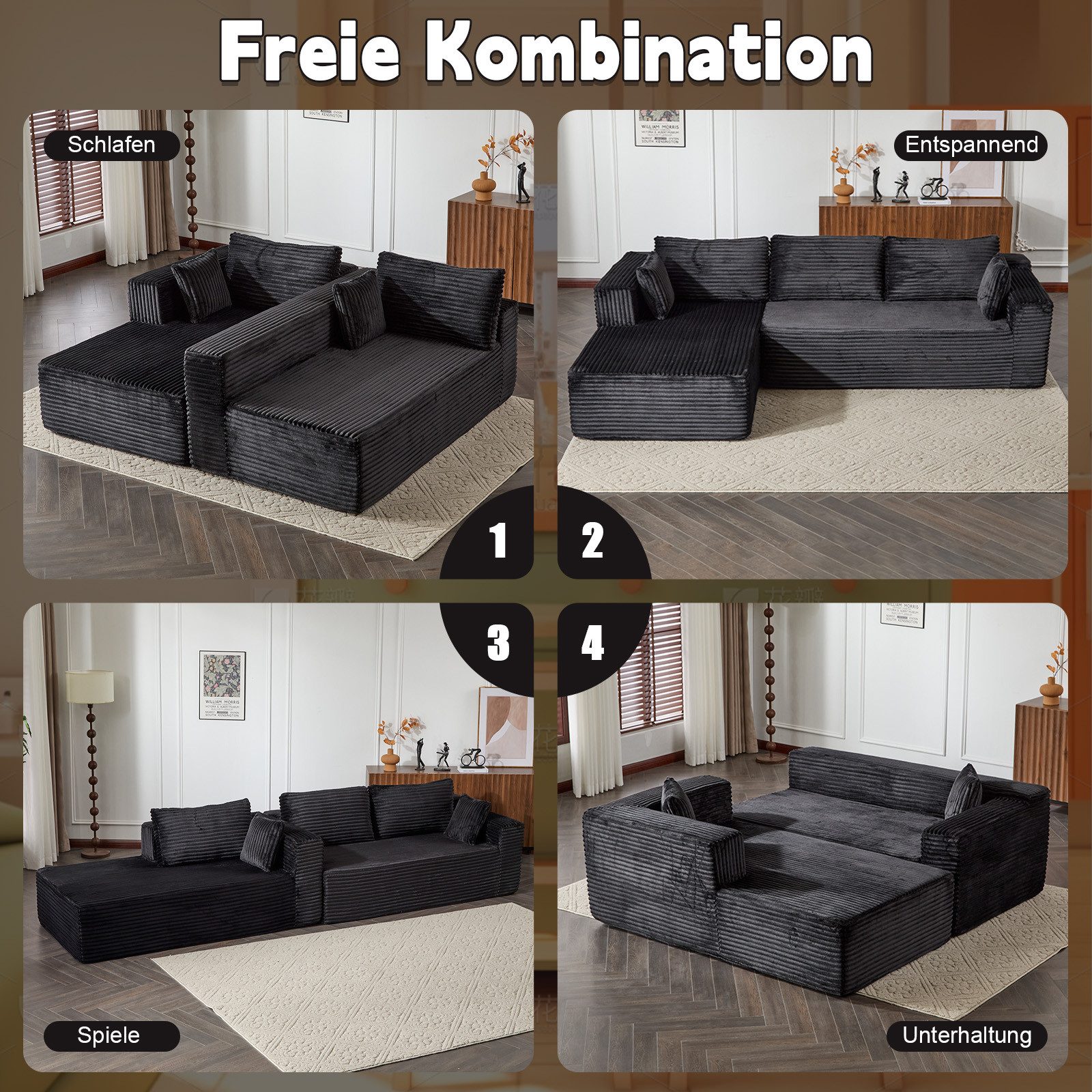 Nuchairsey Loungesofa Kompressionssofa L-Form, bodennah, modular & komfortabel, 1 Teile, Minimalistisches Sofa für Wohnzimmer & Schlafzimmer, atmungsaktiv
