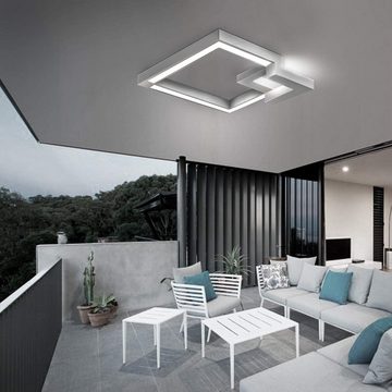 ZMH Deckenleuchte LED Deckenlampe Eckig stufenlos für Wohnzimmer Badezimmer, LED fest integriert, Tageslichtweiß