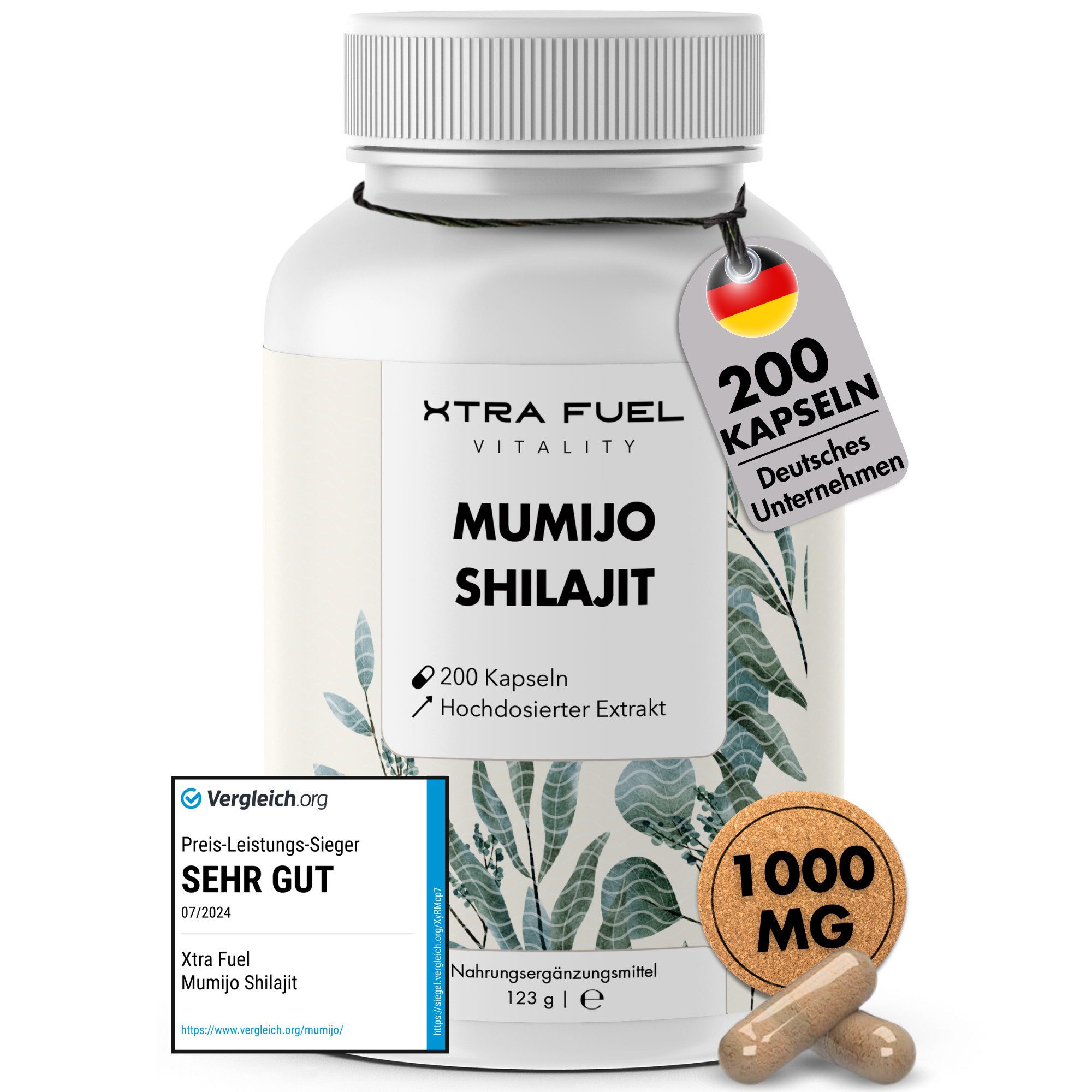 Mumijo Shilajit hochdosiert - 200 Kapseln, 80% Fulvin- & Huminsäure Kapseln