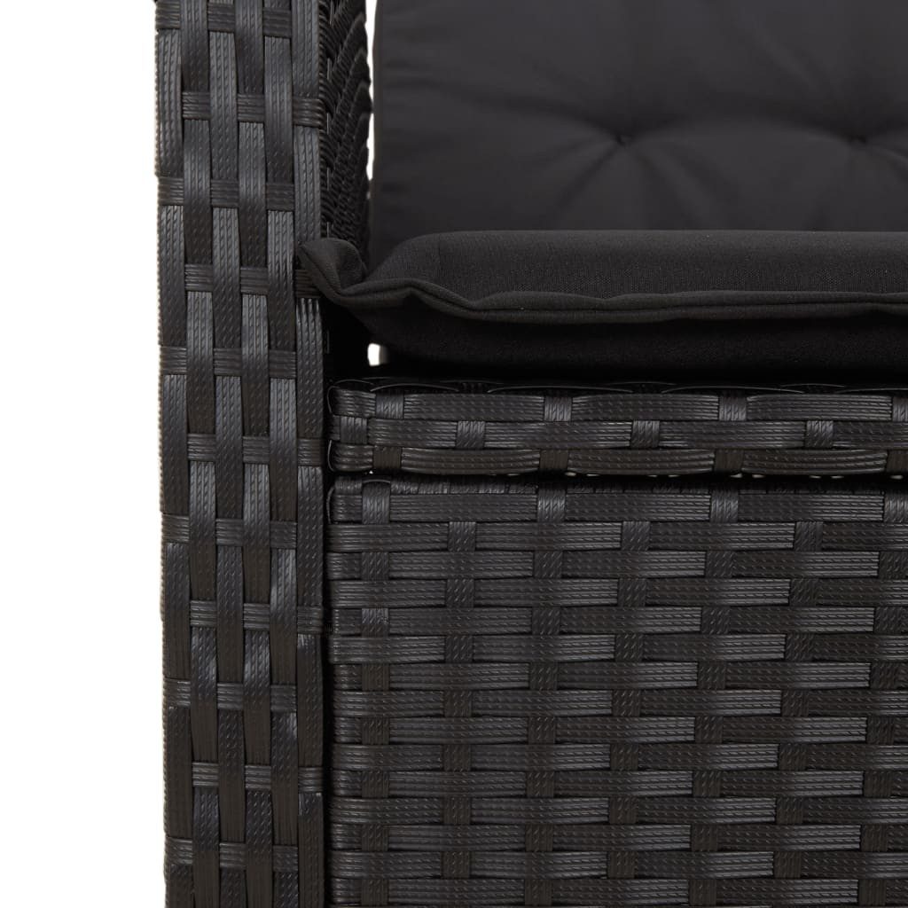 furnicato Gartenbank Verstellbar mit Kissen Schwarz Poly Rattan (1-St)