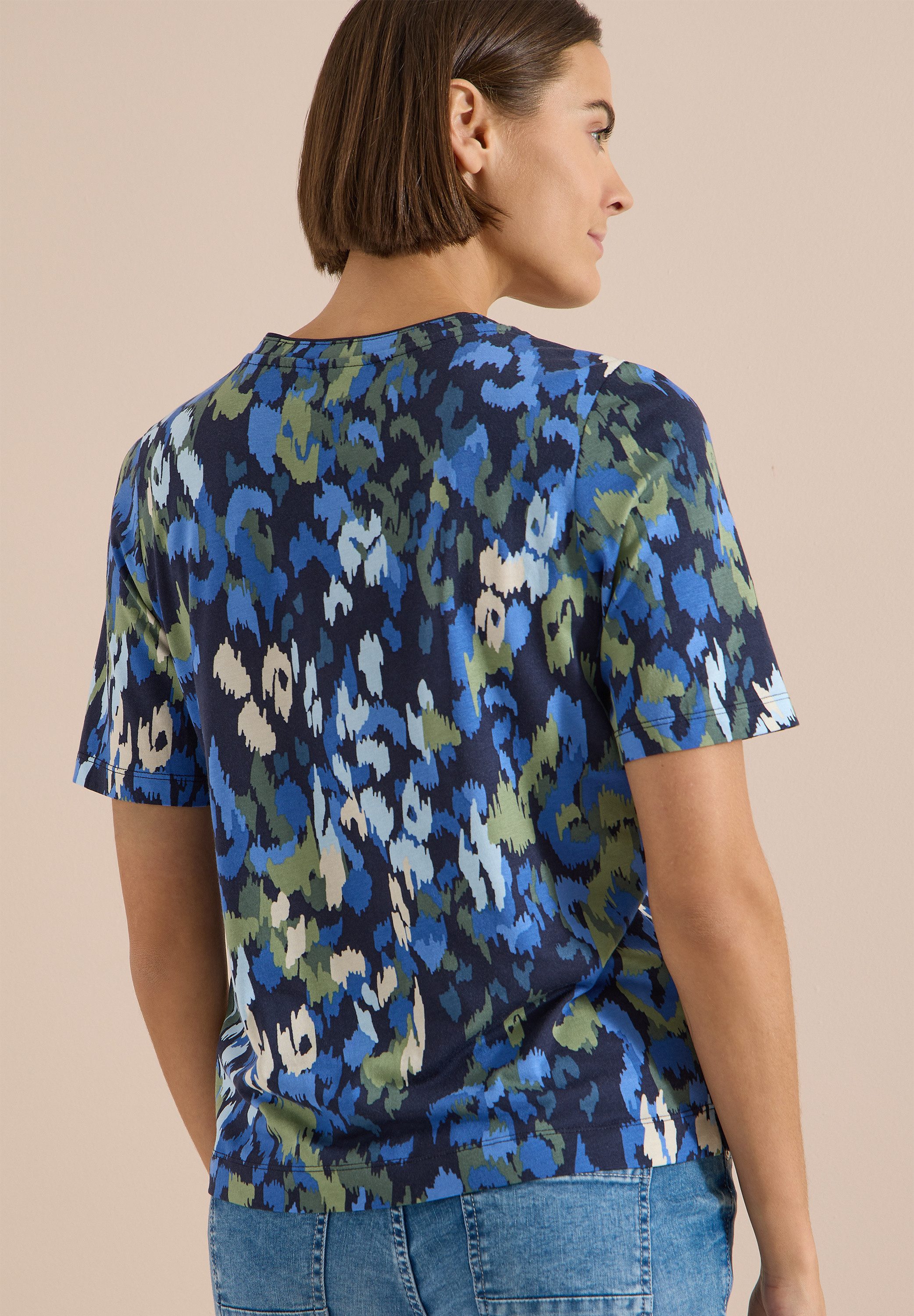 CECIL Kurzarmshirt Sommershirt im Tunika-Look mit grafischem Muster