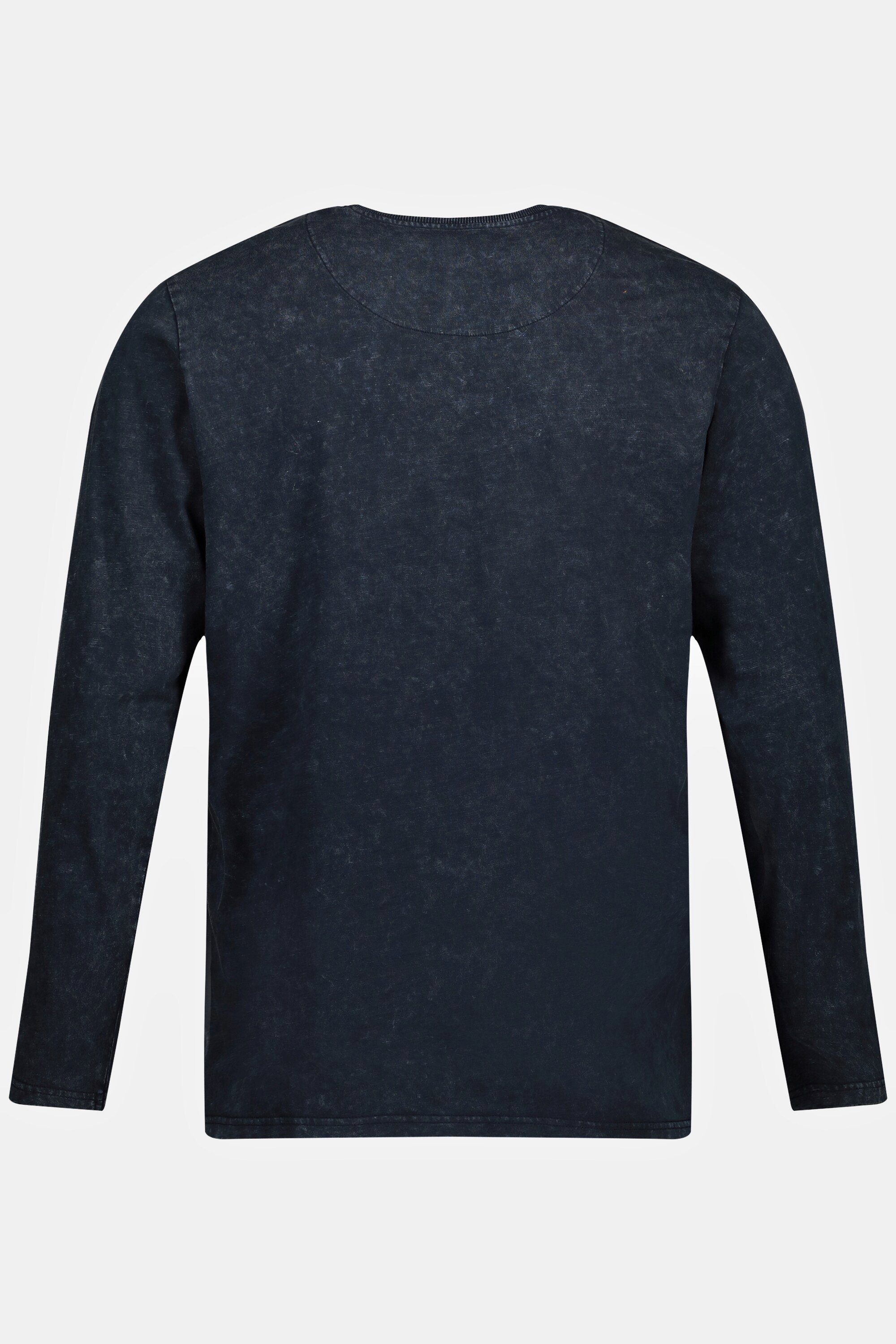 navy blau Flammjersey Langarm T-Shirt Knopfleiste JP1880 Henley