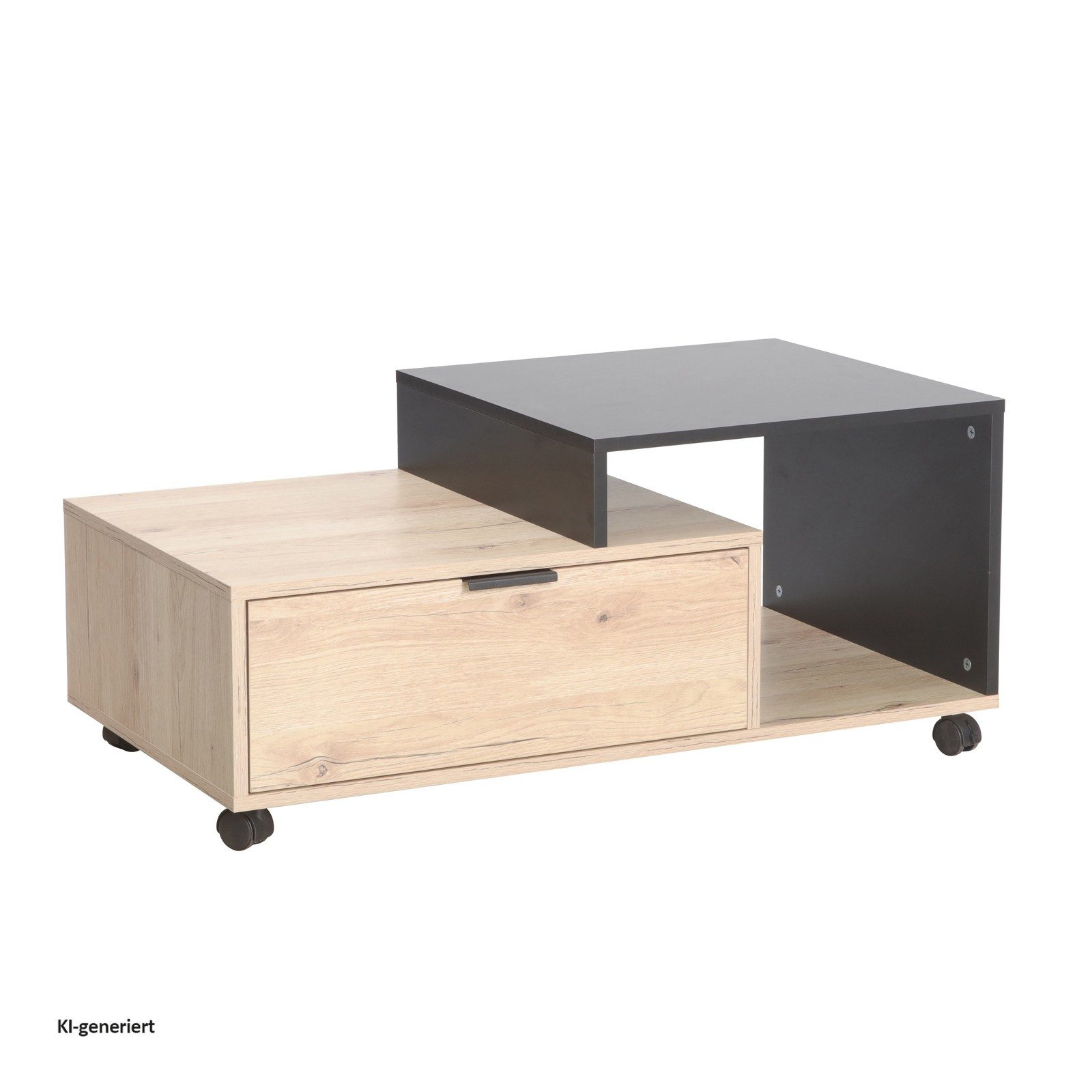 HTI-Living Couchtisch Cedrik auf Rollen mit Schublade Artisaneiche-Schwarz (Stück, 1-St., 1 Couchtisch auf Rollen) – Bild 3 von 5