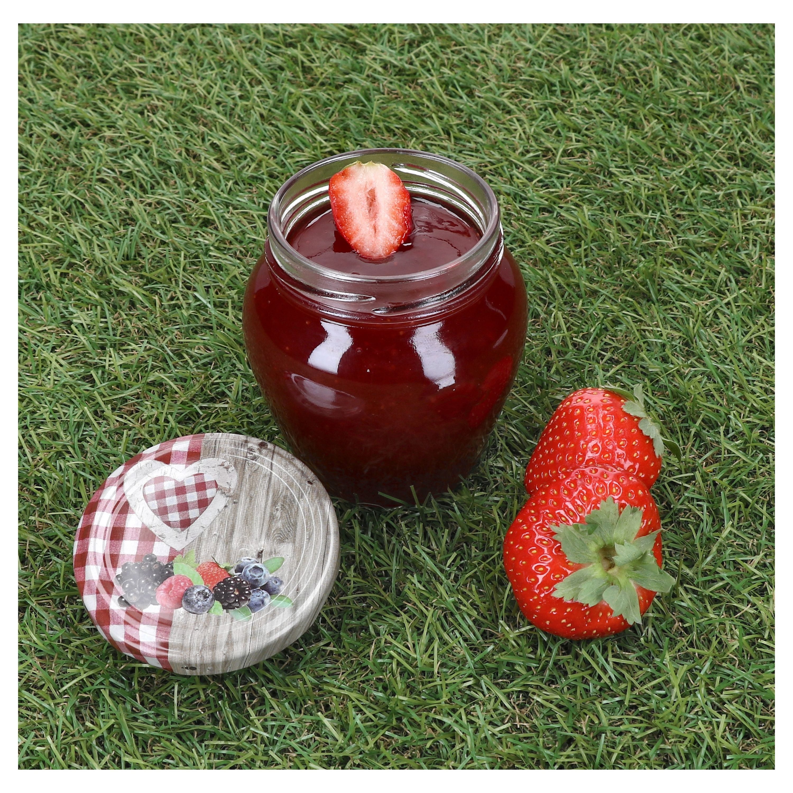 MamboCat Einmachglas Mambocat 20er Set Marmeladengläser 212 ml Holz-Herz Rot Beeren Deckel, Glas – Bild 4 von 5
