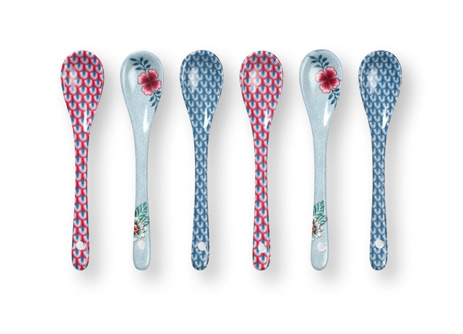 PiP Studio Besteck-Set Flower Festival Oriental Geschenkset Teelöffel blau 13cm, Porzellan, Giftset Teaspoons Oriental Flower Festival Blue 13cm