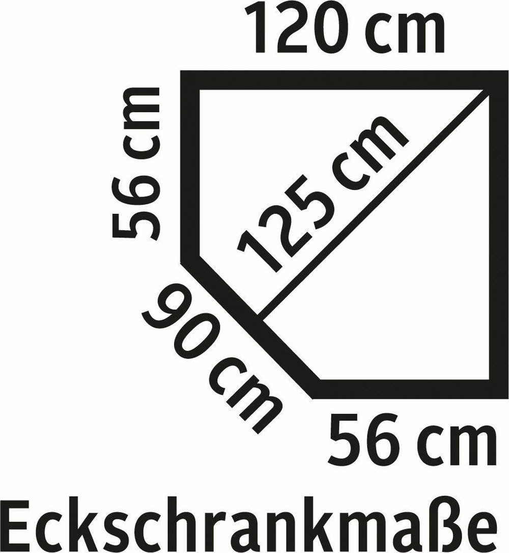 Wimex Eckschrank Newport (2 Türen, mit Kleiderstange, mit Einlegeböden, 1-St., moderne Optik, 2-türig) 2-türig Spiegel 120x120cm weiß