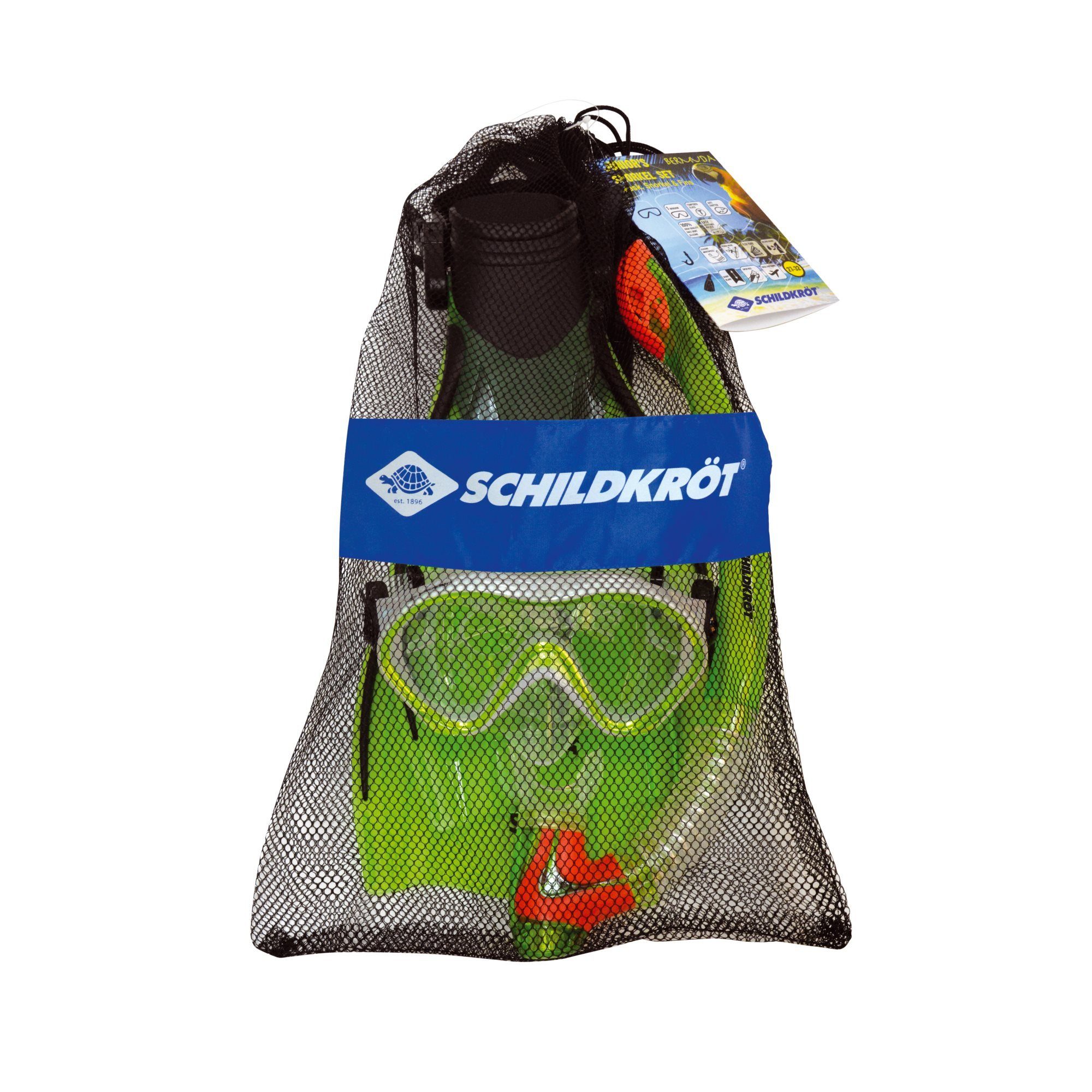 Schildkröt Funsports Flosse Schildkröt Funsports Schnorchel-Set Junior Bermuda S/M (27-32) (3 St., 3er Set bestehend aus Schnorchel, Maske und Ласти), Spritzwasserschutz