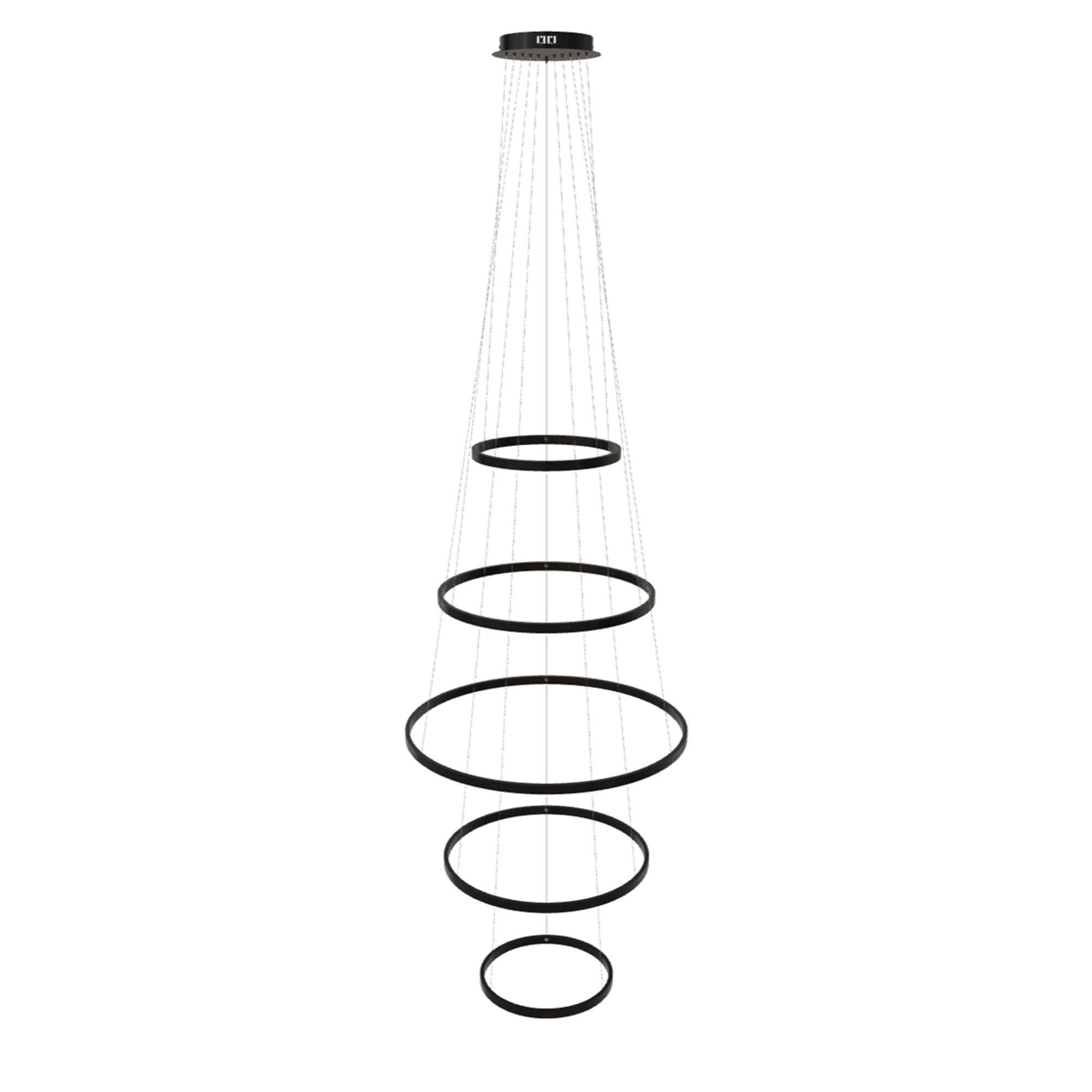 s.luce Pendelleuchte LED 5er-Ring Pendelleuchten Kombination Zentrisch Schwarz, Warmweiß