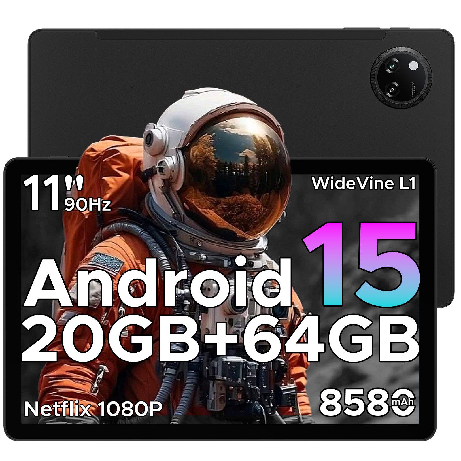DOOGEE Tab A9 PLUS Android 15 Tablet 11 Zoll, 20GB RAM+64GB ROM(TF 2TB) Tablet (11", 64 GB, Android 15, WiFi, WiFi5, 90Hz-1080P, WidevineL1/Face ID/OTG/GPS/Dual Speaker)
