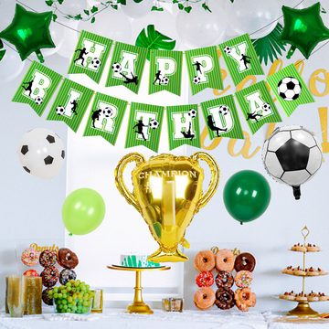 HIBNOPN Verpackungsballon Luftballons Fußball Deko, Fußball Kindergeburtstag Party Banner Deko