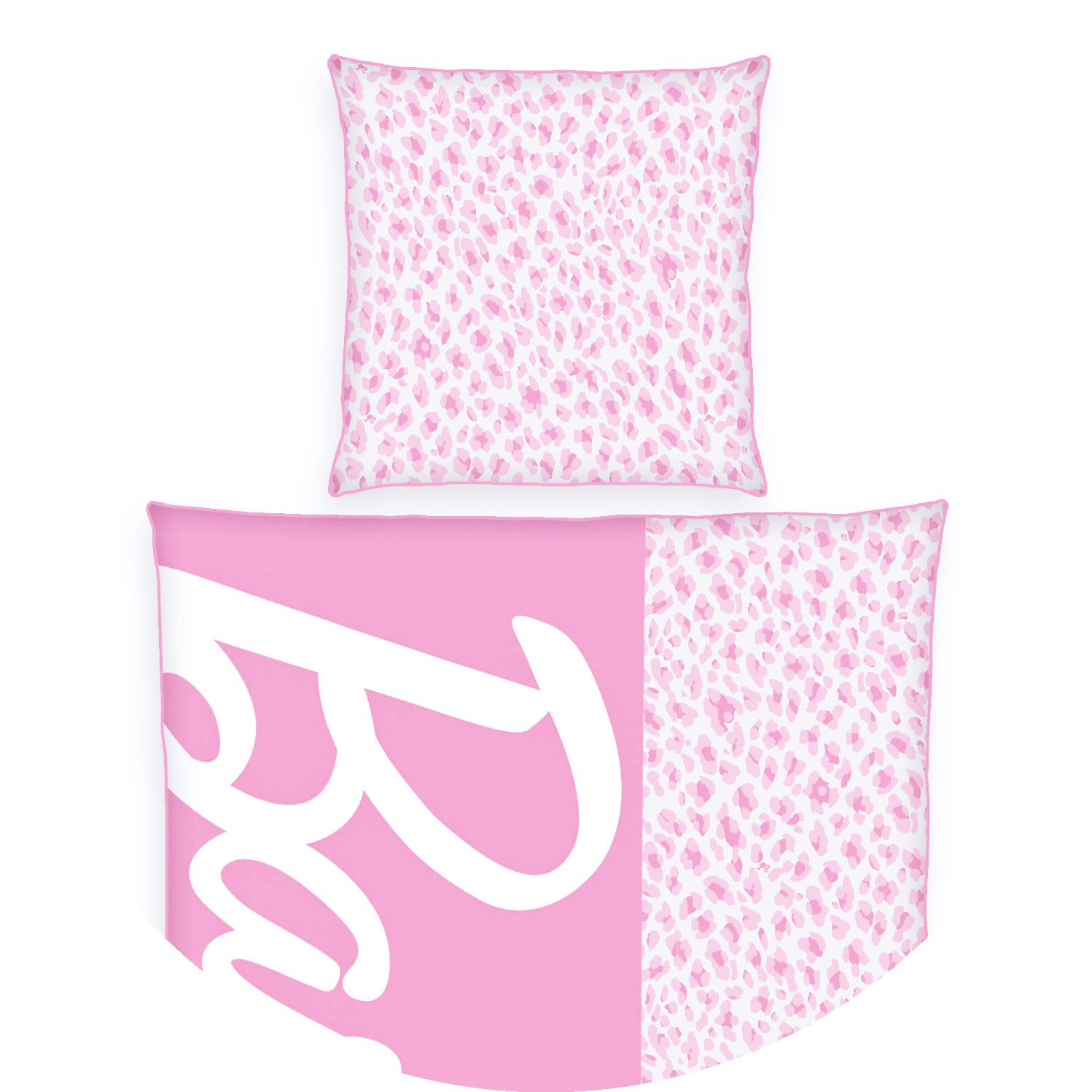 Herding Jugendbettwäsche 135x200cm Barbie Rosa Weiß Schriftzug, Renforcé, 2 teilig, für Barbie Fans, Schriftzug, mit Reißverschluss