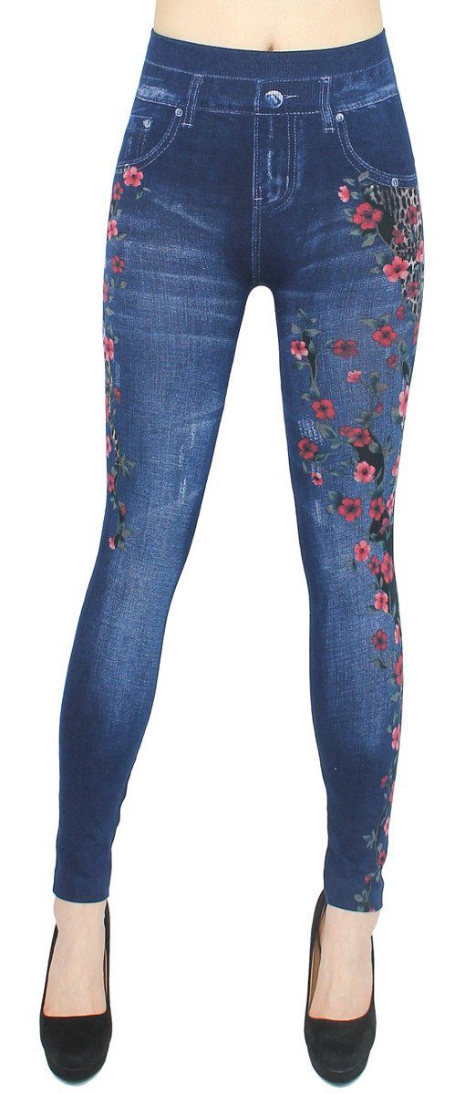 dy_mode Jeggings Damen Jeggings Leggings in Jeans Optik High Waist Jeansleggings Bequem mit elastischem Bund