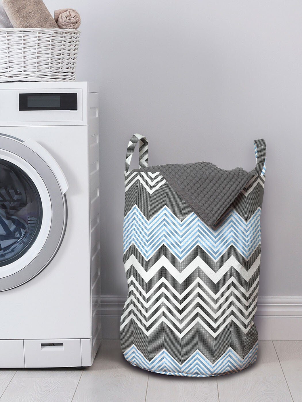 Abakuhaus Wäschesäckchen Wäschekorb mit Moderne Winkel Kordelzugverschluss Griffen für Waschsalons, Zigzags