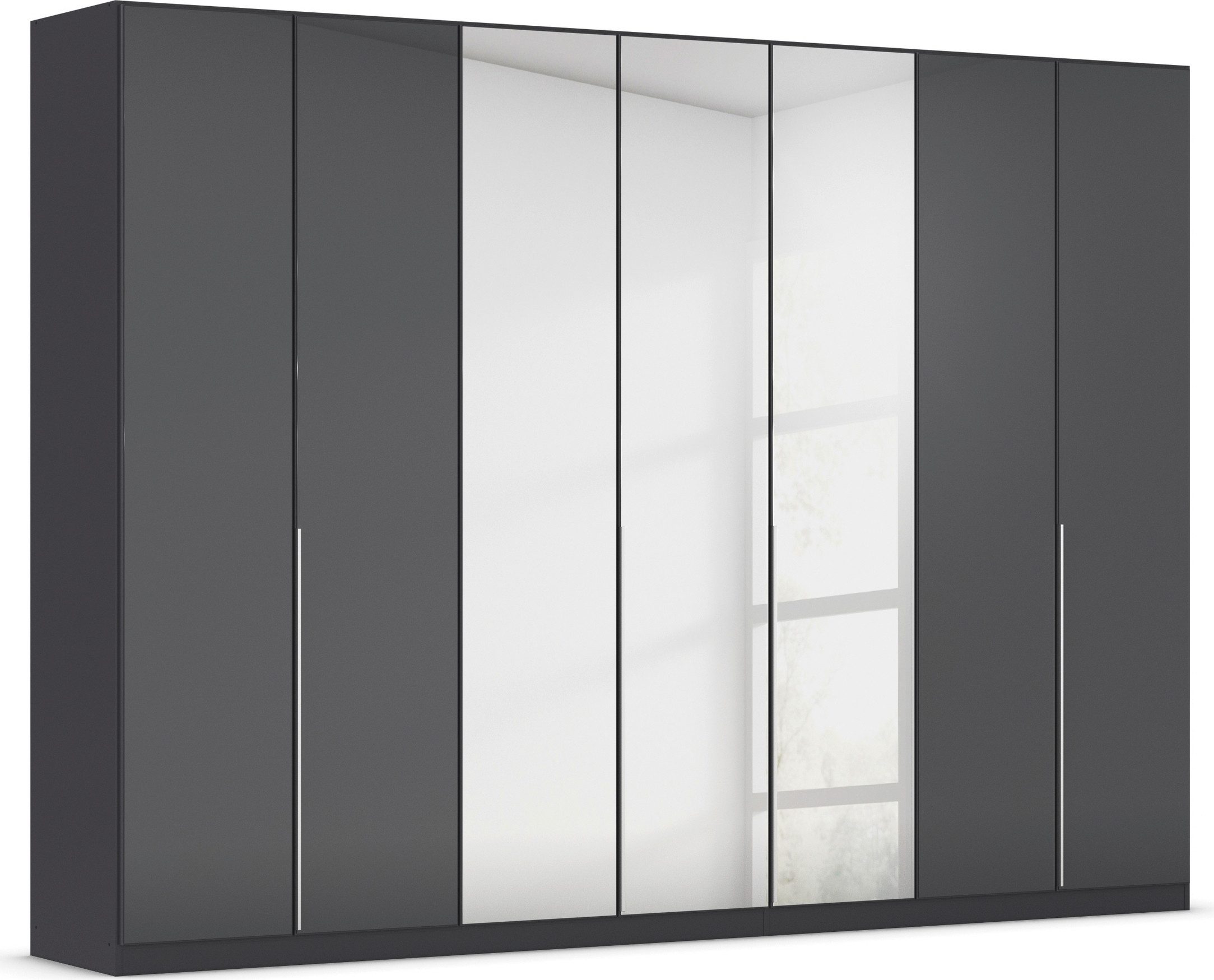 OTTO home Drehtürenschrank Kleiderschrank Schrank Garderobe AGORDO mit Glasfront und Spiegel (in zwei Griff-Farben, Breiten 91-405 cm) durchdachte Innenausstattung, in 8 Breiten und 2 Höhen MADE IN GERMANY