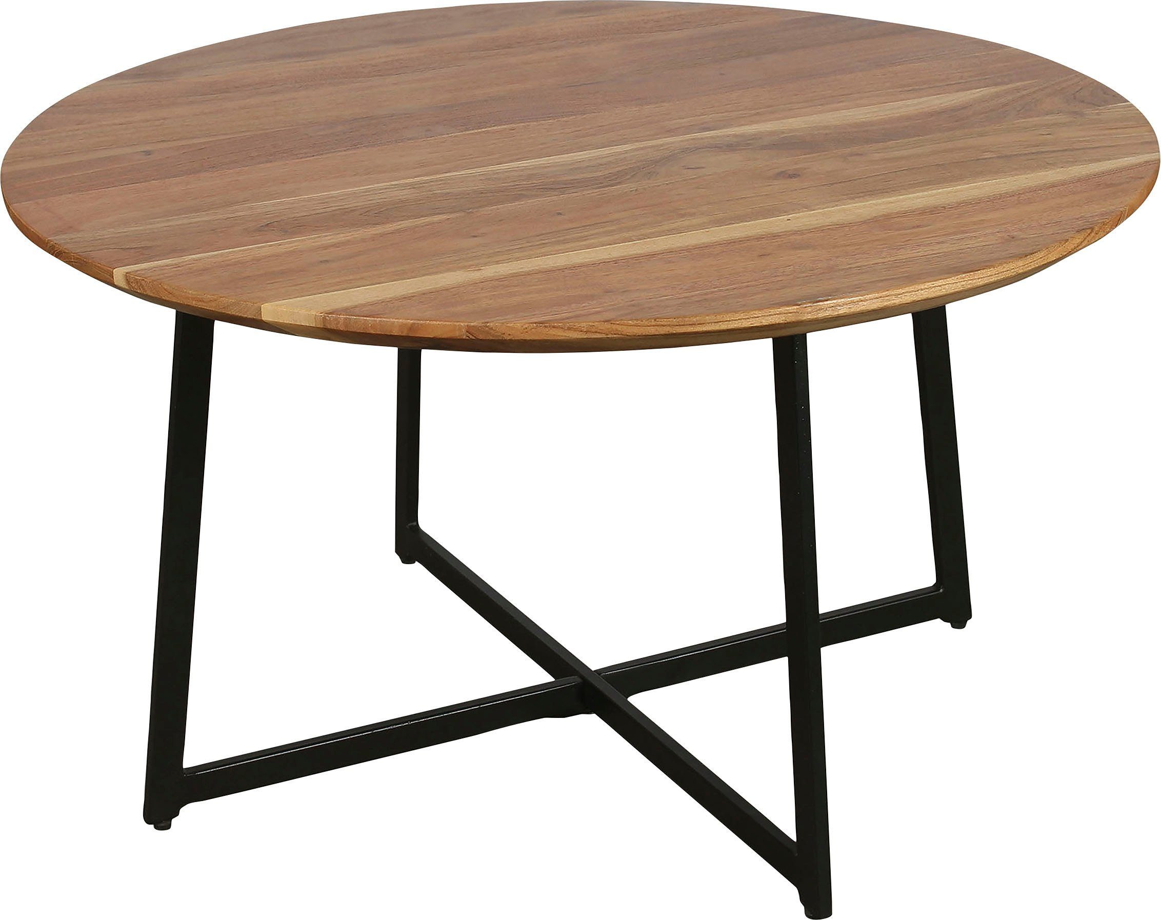 byLIVING Couchtisch Alina, mit massiver Akazien - Platte und schwarzem Meta günstig online kaufen