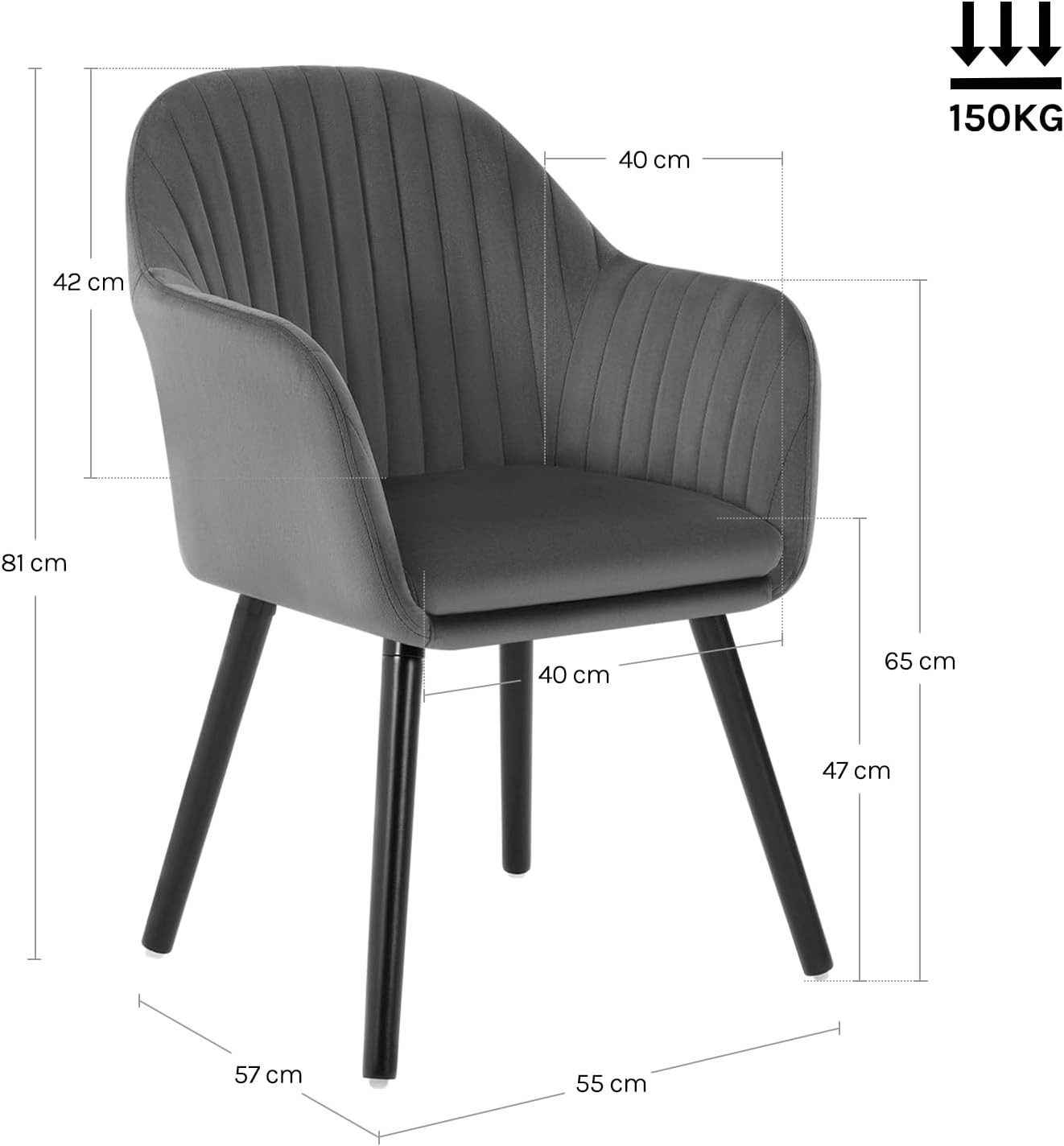Woltu Esszimmerstuhl (4 St), Küchenstuhl, mit Armlehne Samt Massivholz