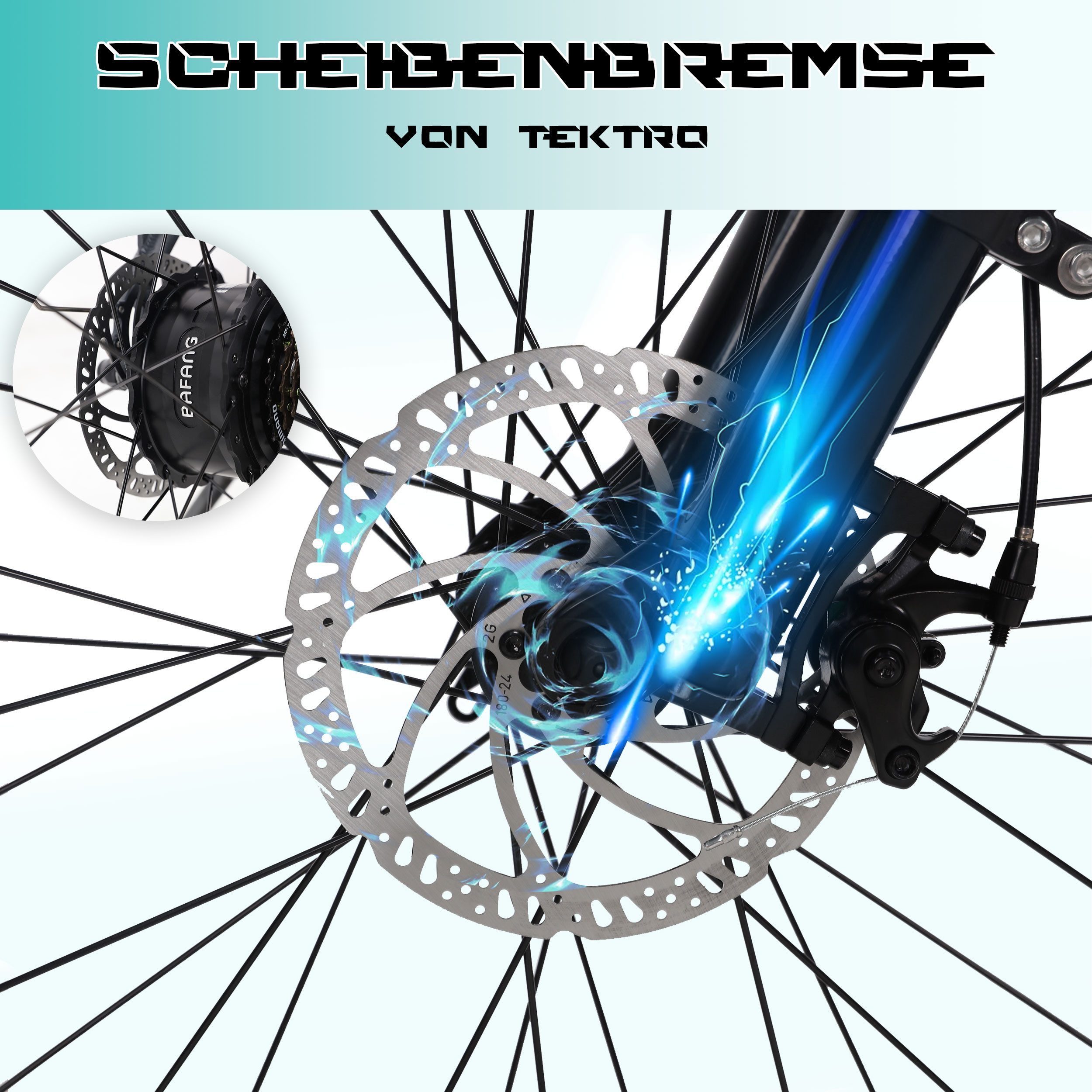 JOBOBIKE E-Bike Mountainbike 20x4,0 Zoll, 150km, Fully, Vollfederung, für Stadt, Berg und Gelände, 7 Gang Shimano, Kettenschaltung, Heckmotor, 624 Wh, Elektrofahrrad mit mechanischen Scheibenbremsen, max. 150 kg