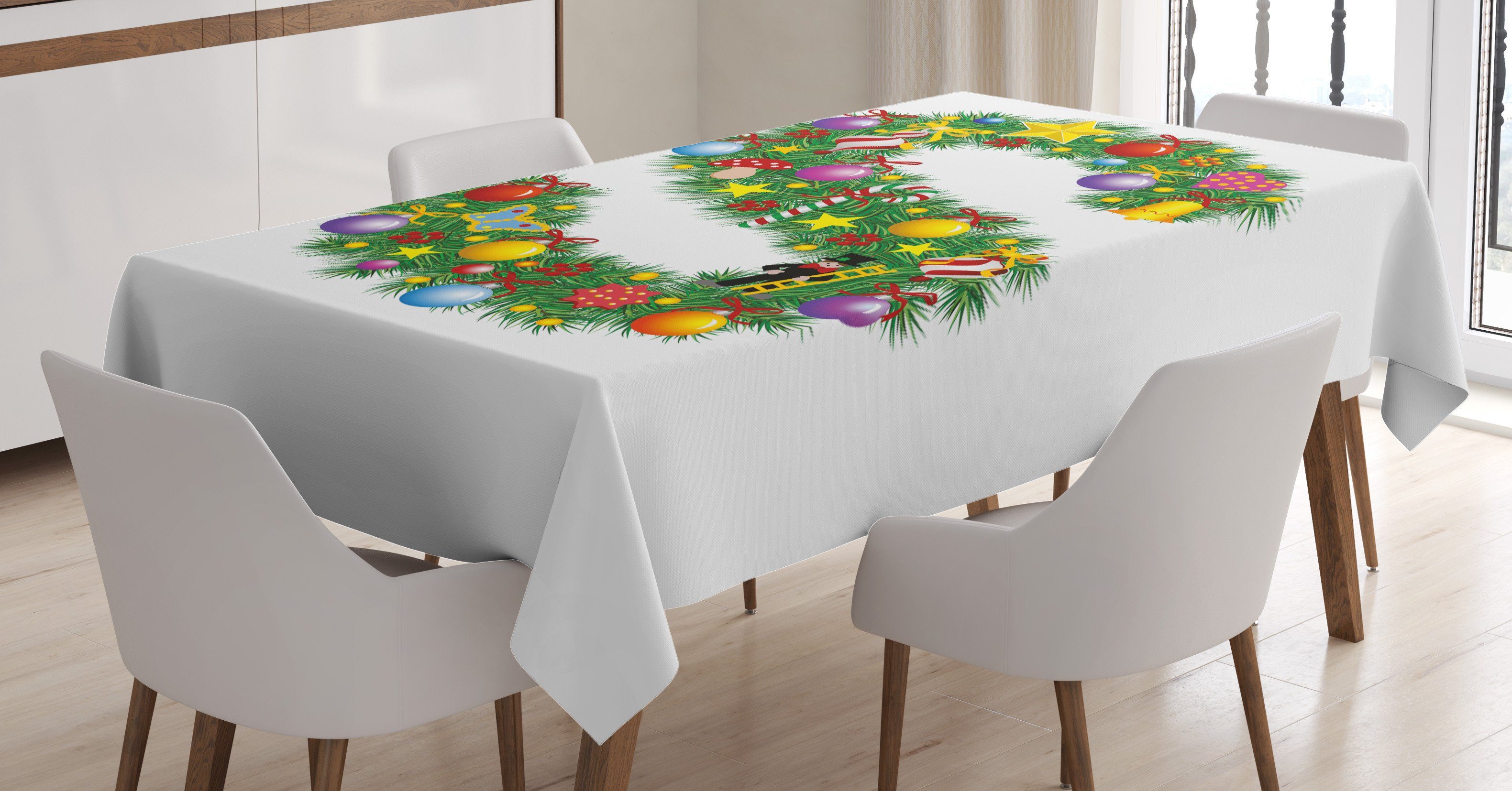Farben, Waschbar den Für Klare Briefe Abakuhaus Farbfest geeignet Tischdecke Weihnachtsschmuck Außen Bereich