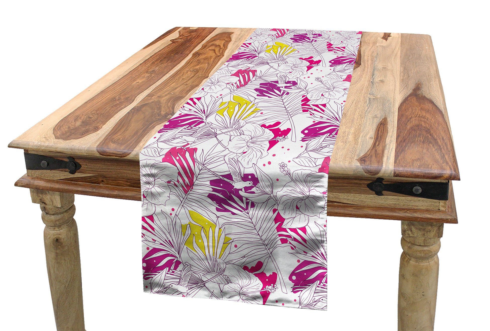 Tropisch Der Tischläufer, mit Dekorativer Küche Palmenblätter Hibiscus Tischläufer Rechteckiger Esszimmer Abakuhaus