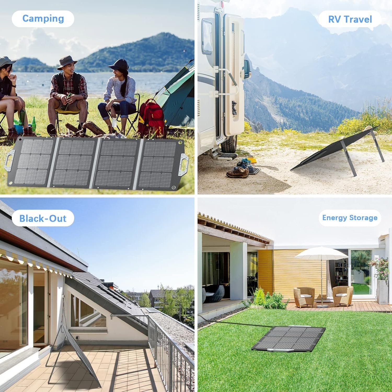 Daskoo Solaranlage Tragbar Solarpanels Monokristallin, Garten Modul Wohnwagen für PV mit Camping W, Solarmodul Solaranlage 120,00 Laderegler Faltbar