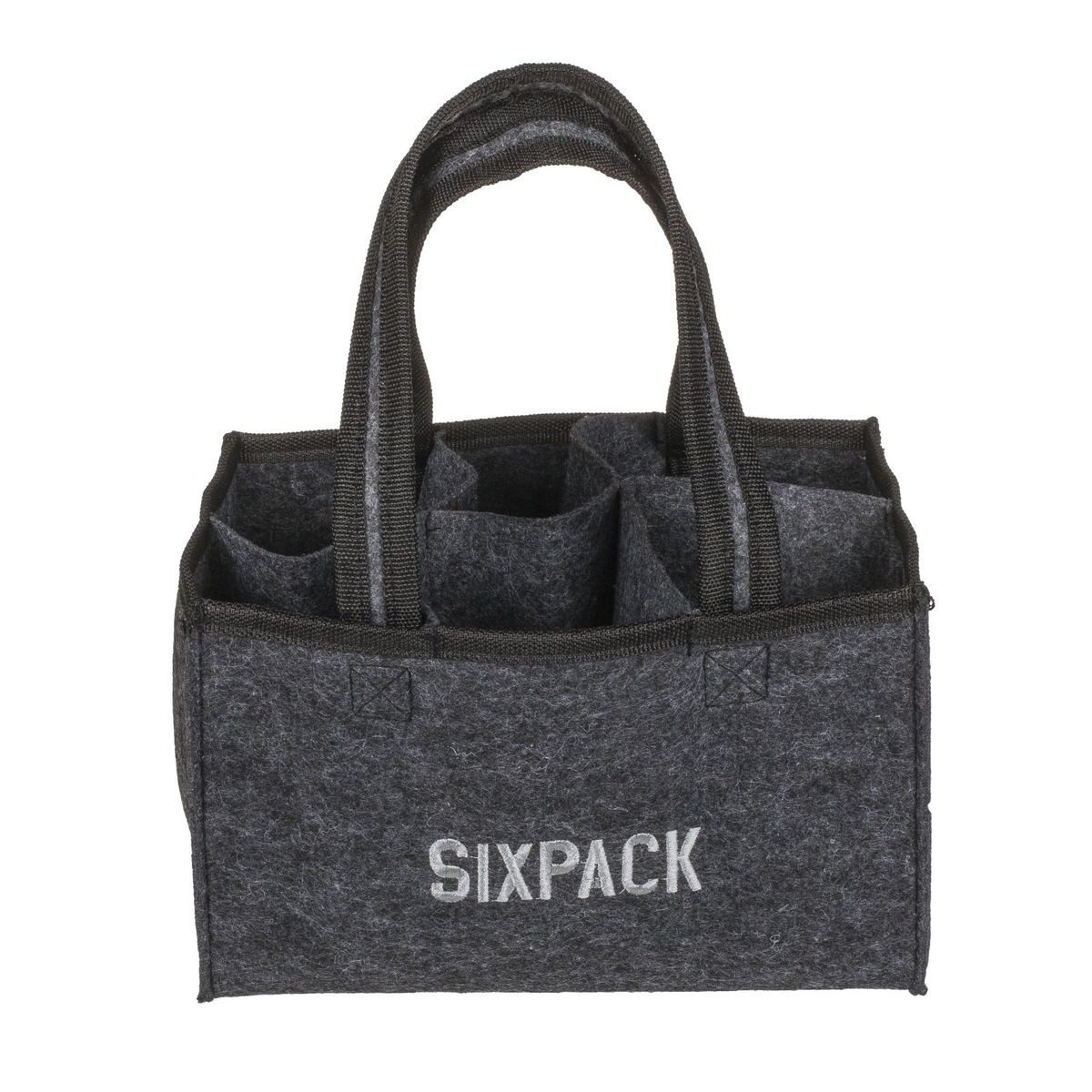 Out of the Blue Tragetasche Flaschenträger anthrazit 6 Flaschen SIXPACK Filztasche Bier, persönliche Geschenkidee