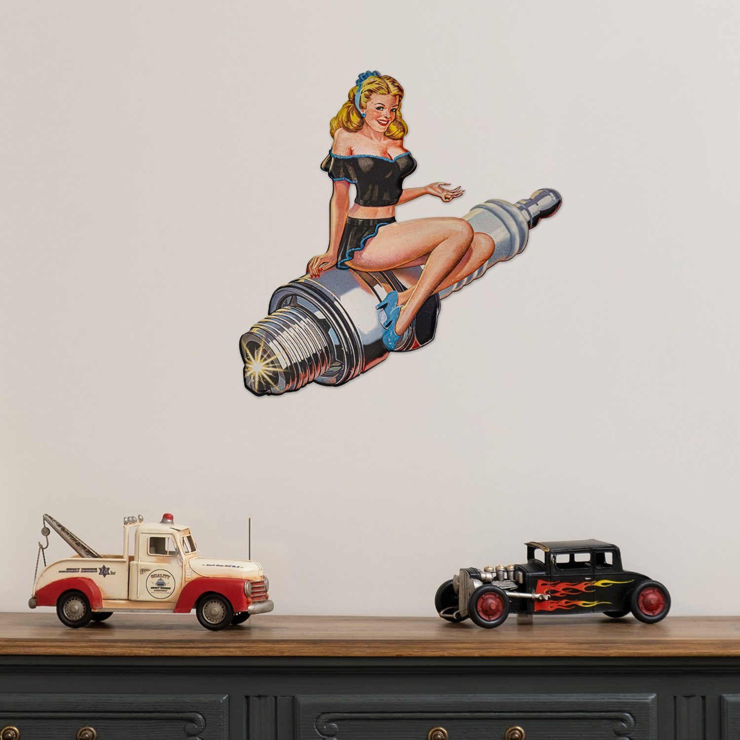 Moritz Metallschild Pin Up Frau Zündkerze Rockablilly, Vintage Retro Deko S günstig online kaufen