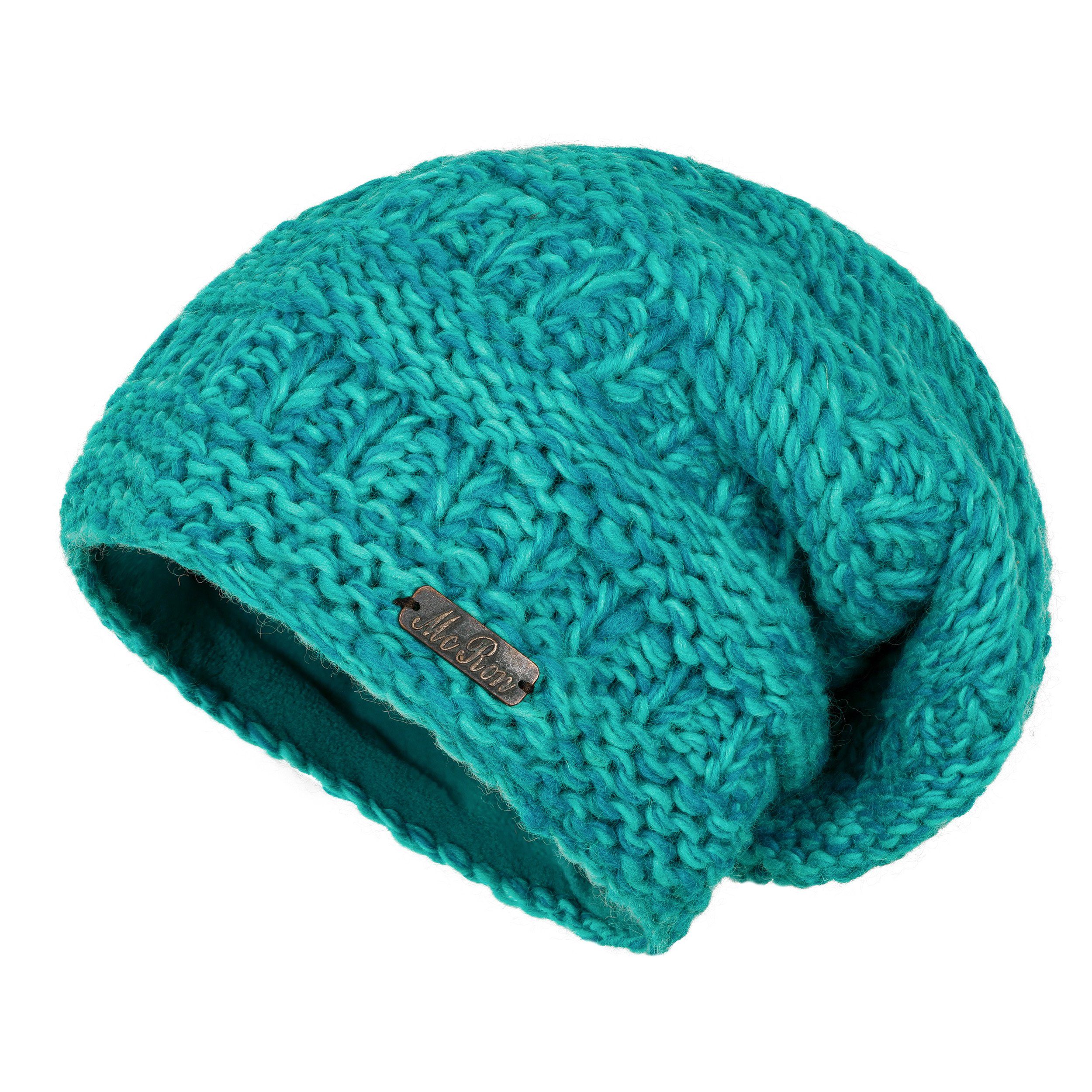 McRon Beanie Wollmütze Aloha Modell hoher Mint Fleece, mit Schurwollanteil gefüttert