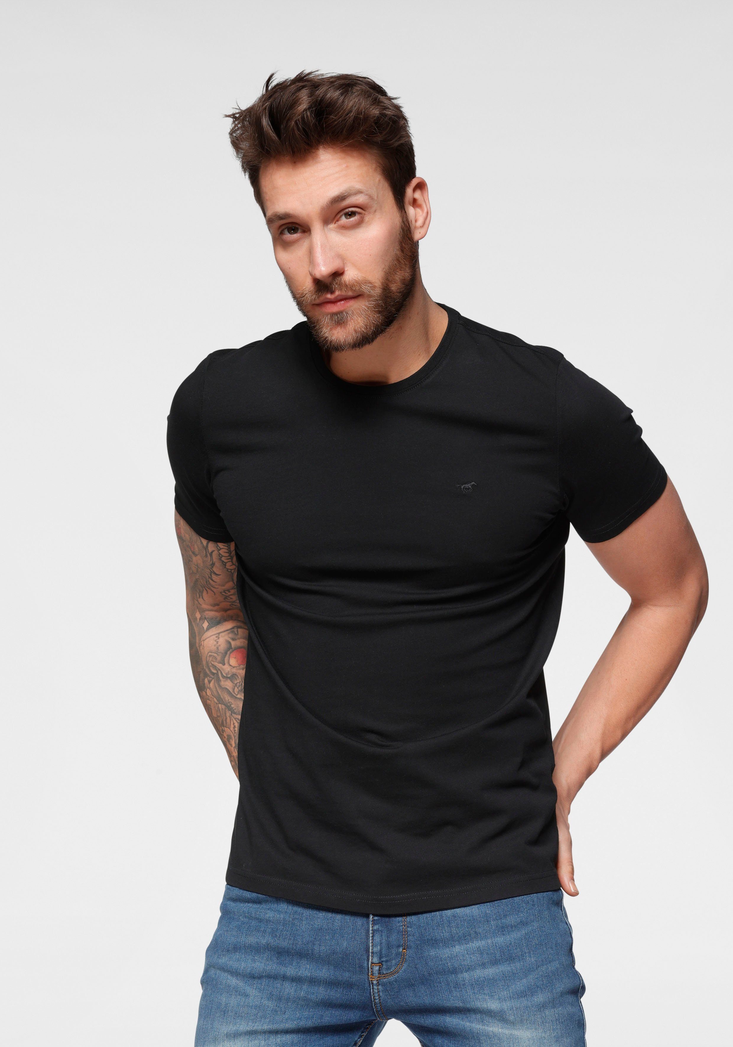 MUSTANG T-Shirt (Packung, 2-tlg) mit Rundhals schwarz