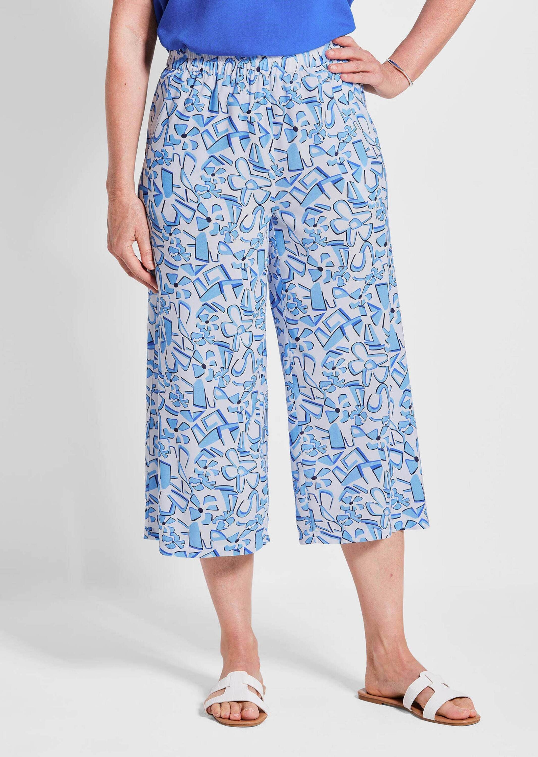 GOLDNER Schlupfhose Kurzgröße: Weite Schlupfhose VERA mit Print Viskosehose, grafisch gemustert, elastisch, Schlupfbund