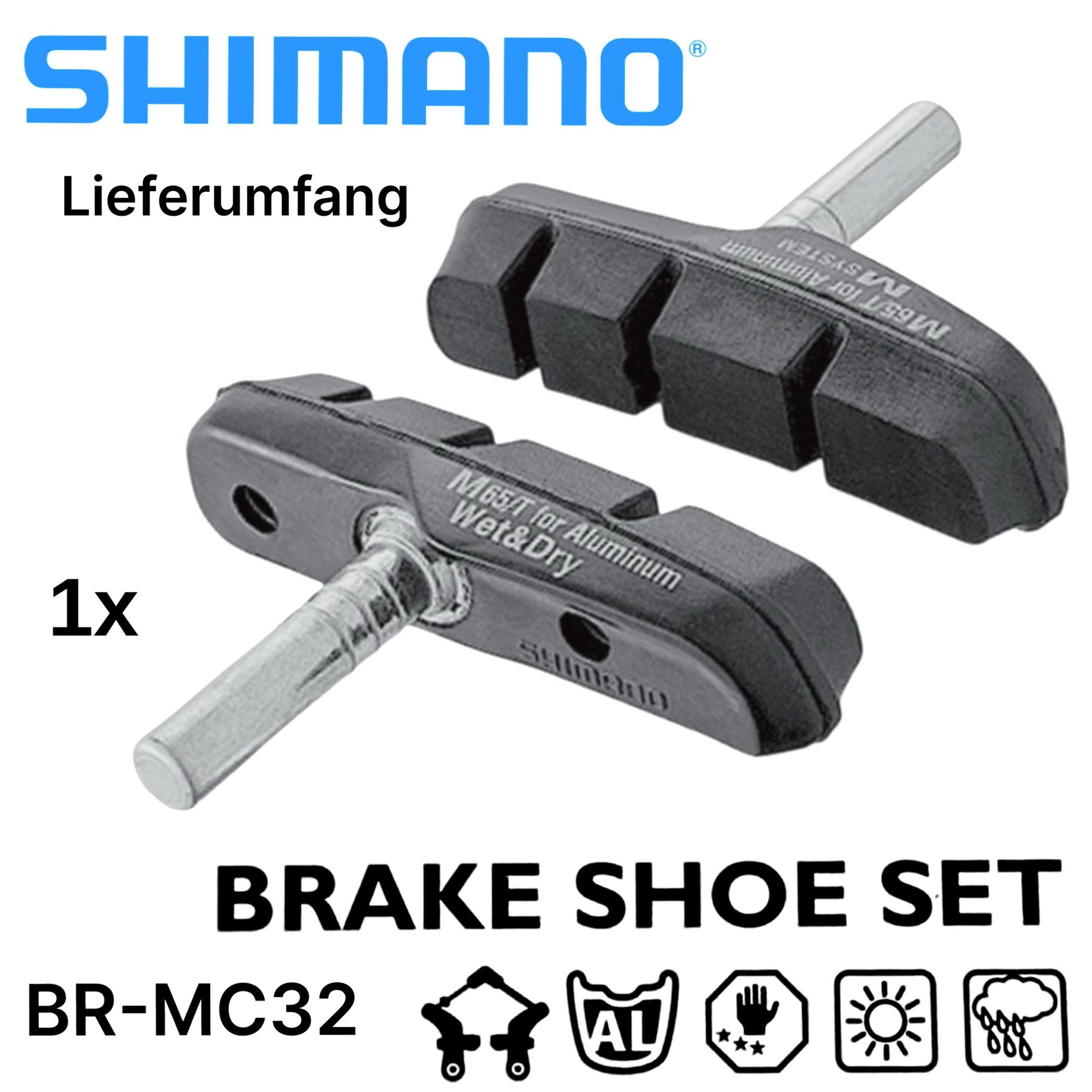 Shimano Felgenbremse Shimano Bremsschuh BR-MC32 (M65T) Fahrrad Cantilever Bremsbeläge 1Paar