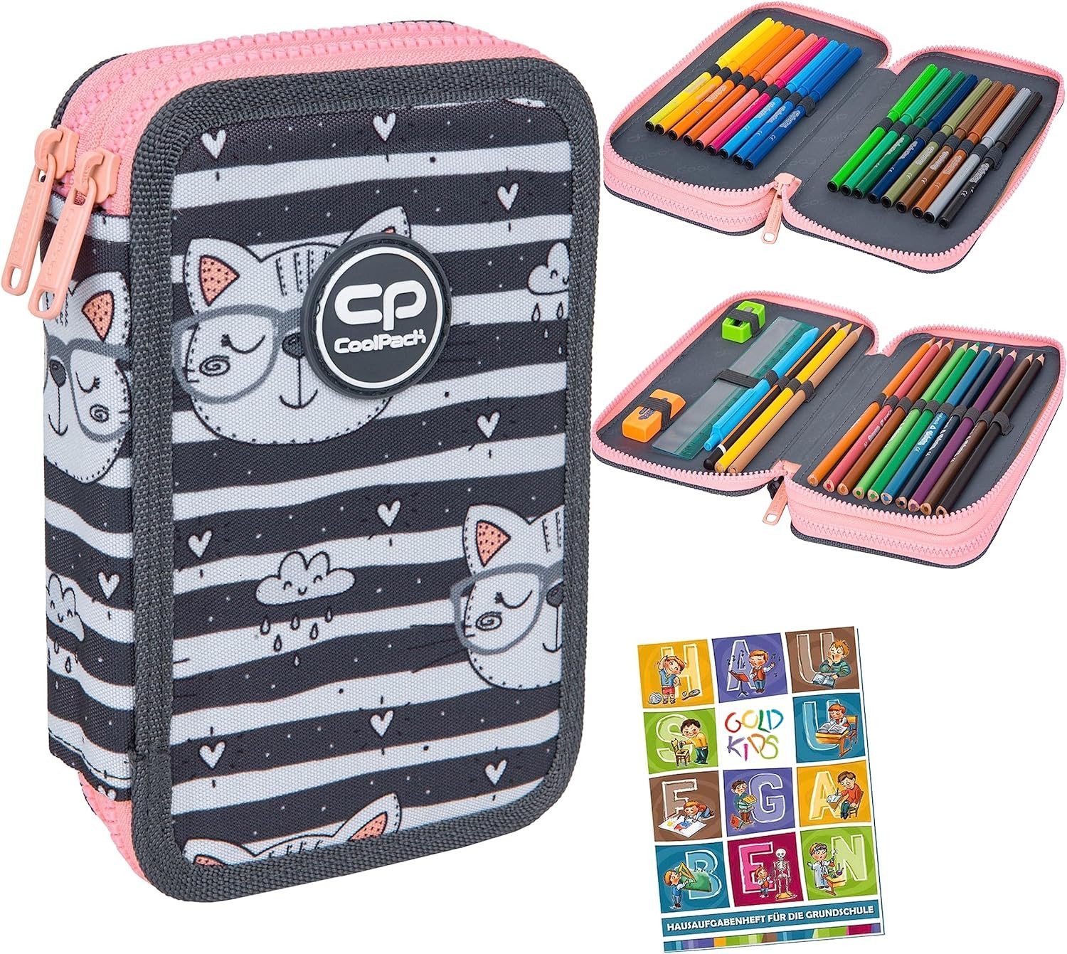 GOLDKIDS Пенали COOLPACK 2-fache Federtasche Federmappe Catnip, (Graffiti 35-teilig Schüleretui Stifte und, 1-tlg., Pinsel Fanartikel inkl. Aufgabenheft), Federbox Etui Stiftetasche Schlamper-Etui Schul-Etui