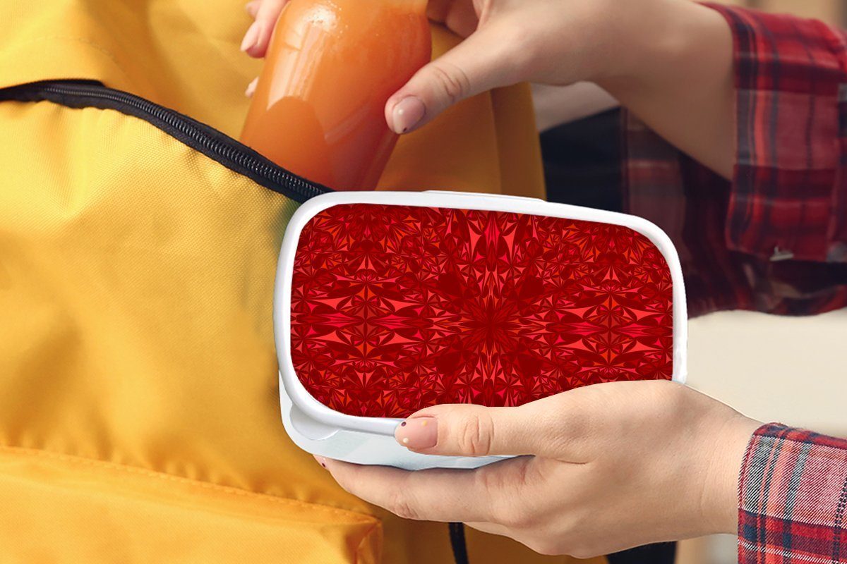 (2-tlg), und für Muster, weiß Brotbox - - Kunststoff, Mädchen - Kristall Rot Erwachsene, Kinder Design MuchoWow Kaleidoskop Jungs für Lunchbox und - Brotdose,