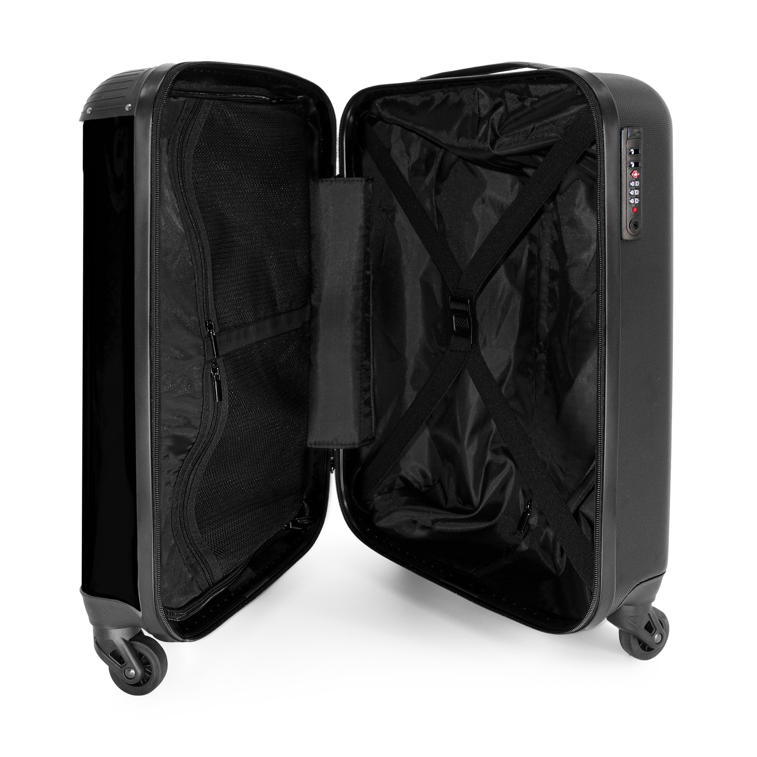 NoBoringSuitcases.com© Hartschalen-Trolley Leopard - Tiere - Schwarz 55x35x20cm, Reisetasche mit Rollen, Koffer Handgepäck Flugzeug – Bild 4 von 5