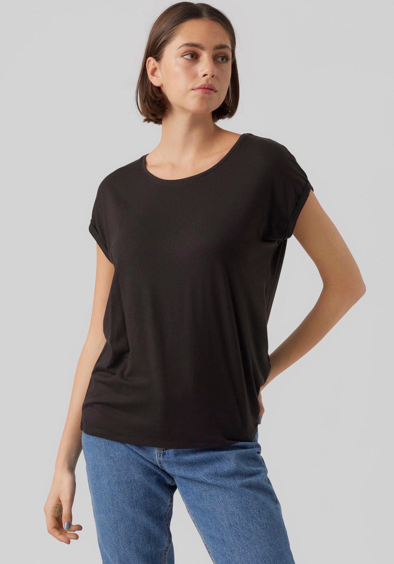 Vero Moda PLAIN SS TOP GAJRS Rundhalsshirt Black VMAVA NOOS