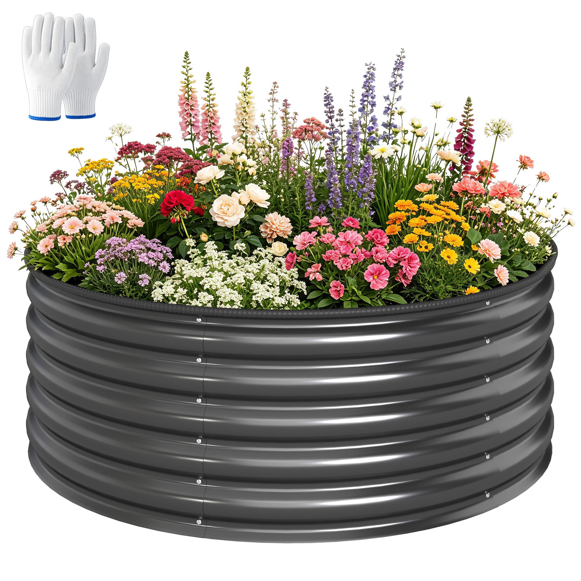 Outsunny Hochbeet aus Stahl, stapelbar, steckbar (Pflanzkasten, 1 St., Gemüsebeet), Gemüsebeet für Garten Balkon Terrasse, für Blumen, Pflanzen
