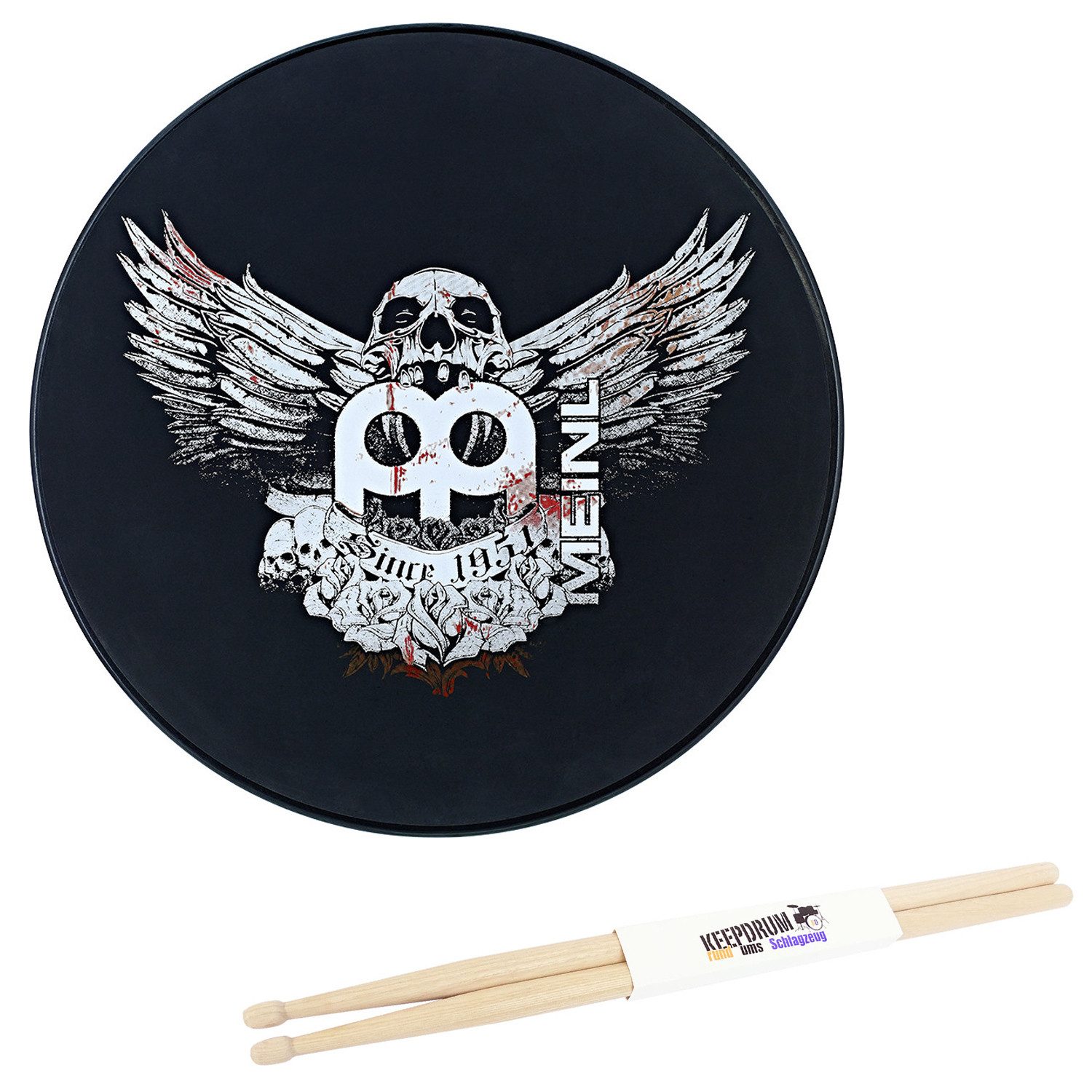 Schlagzeug Meinl MPP-12-JB Practice Pad 12“ Jawbreaker mit Schlagzeugstöcken