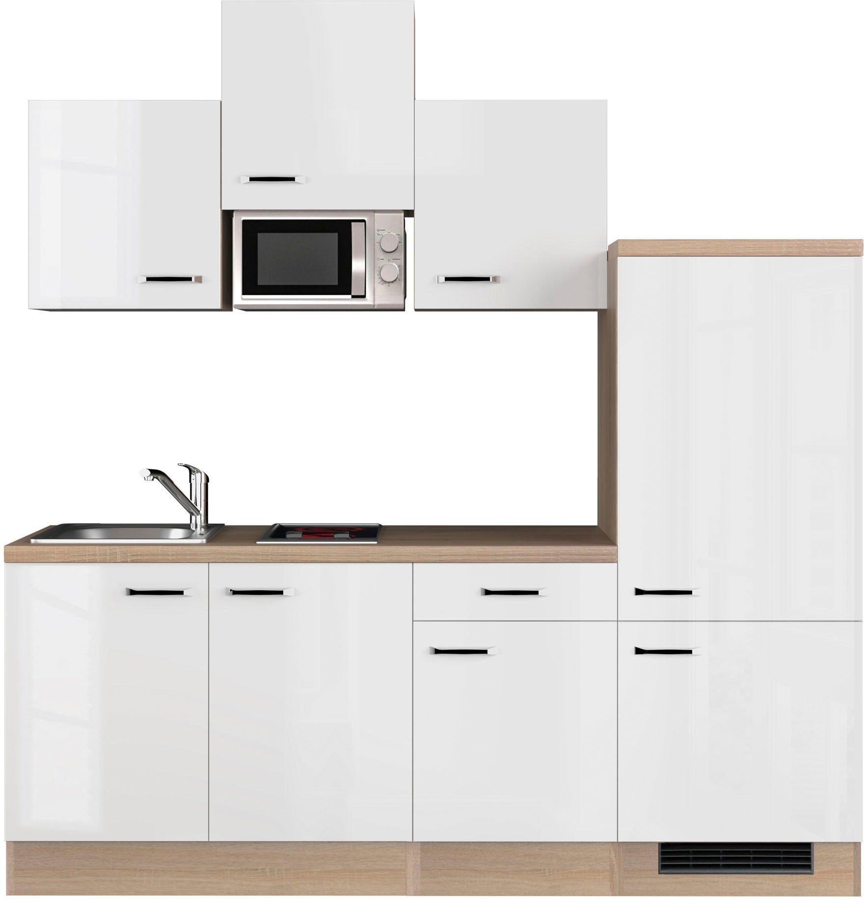 Küche sowie cm, Breite und Mikrowelle Florenz, mit Glaskeramikkochfeld 210 Flex-Well Kühlgerät