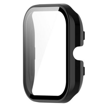 Wigento Smartwatch-Hülle Für Amazfit GTS4 Mini 2 in 1 Shockproof TPU Silikon Hülle Cover + H9 Hart Glas Schwarz