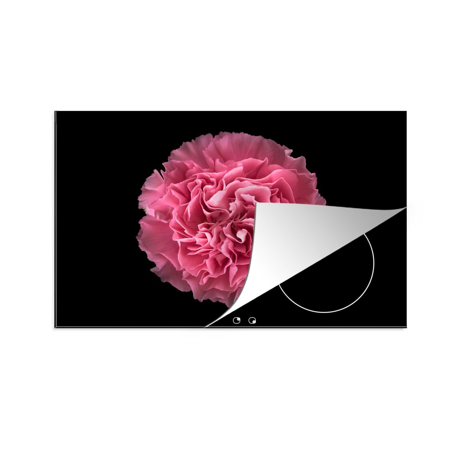 Blume cm, Schutz Rosa, tlg), Ceranfeldabdeckung 81x52 - MuchoWow (1 küche, Vinyl, Induktionskochfeld für Nelke die - Herdblende-/Abdeckplatte