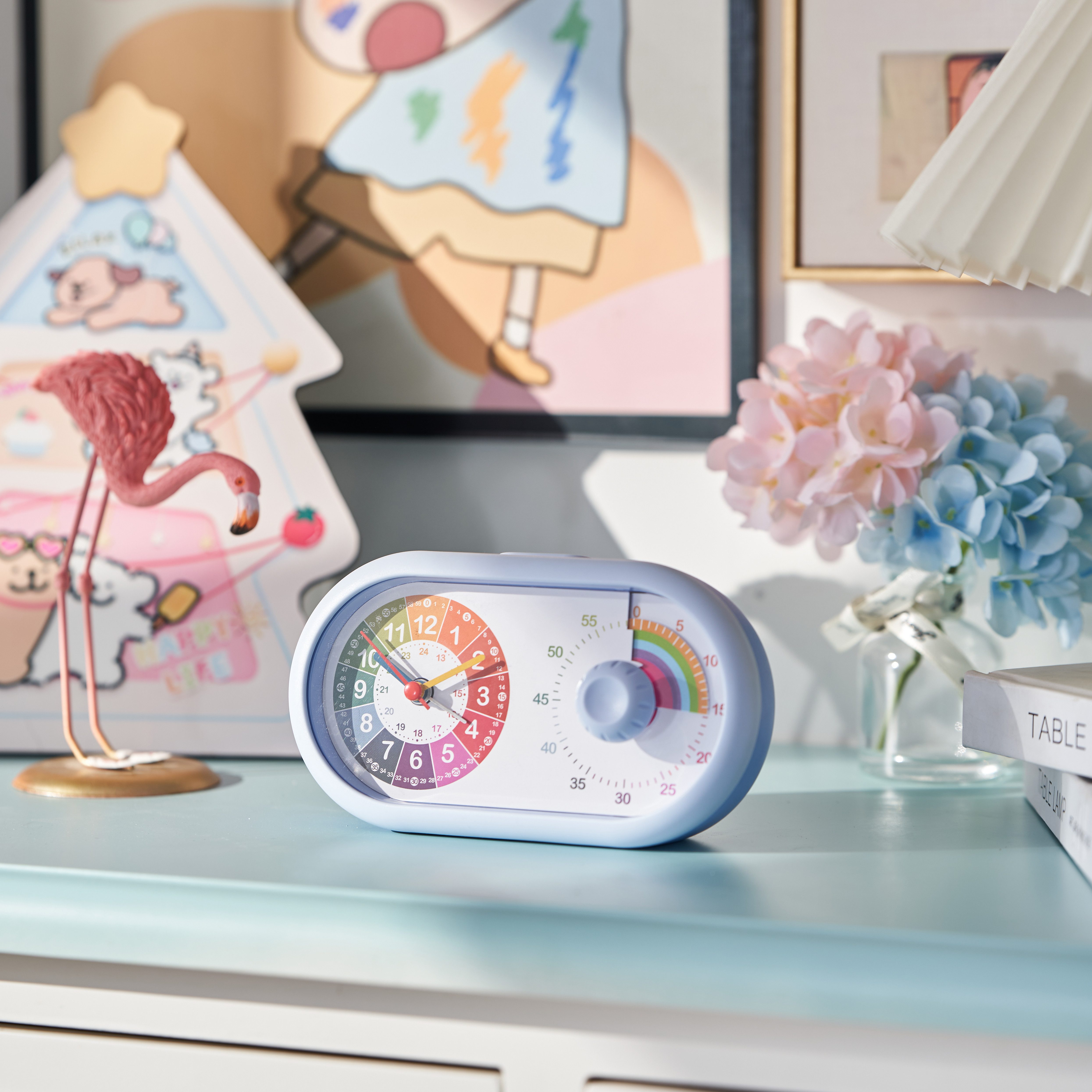 K&L Wall Art Tischuhr Rosa Tischwecker Mädchen Wecker Einhorn Alarmuhr visueller Timer