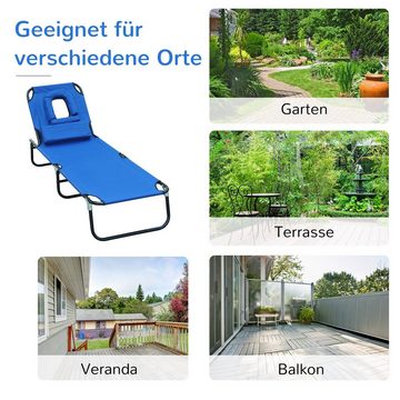 Outsunny Gartenliege Liege, Set, 1 St., 1 x Sonnenliege, mit Kopfkissen